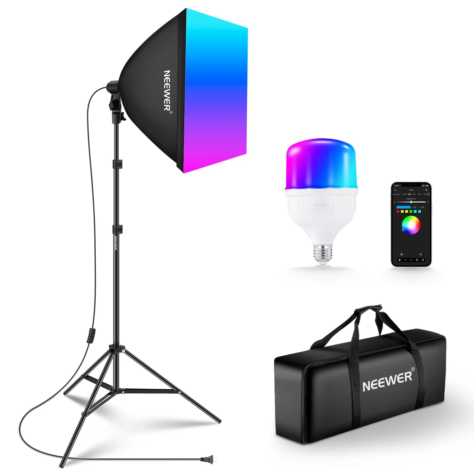 Kit de iluminación Neewer NK800 de 60x60cm con softbox RGB