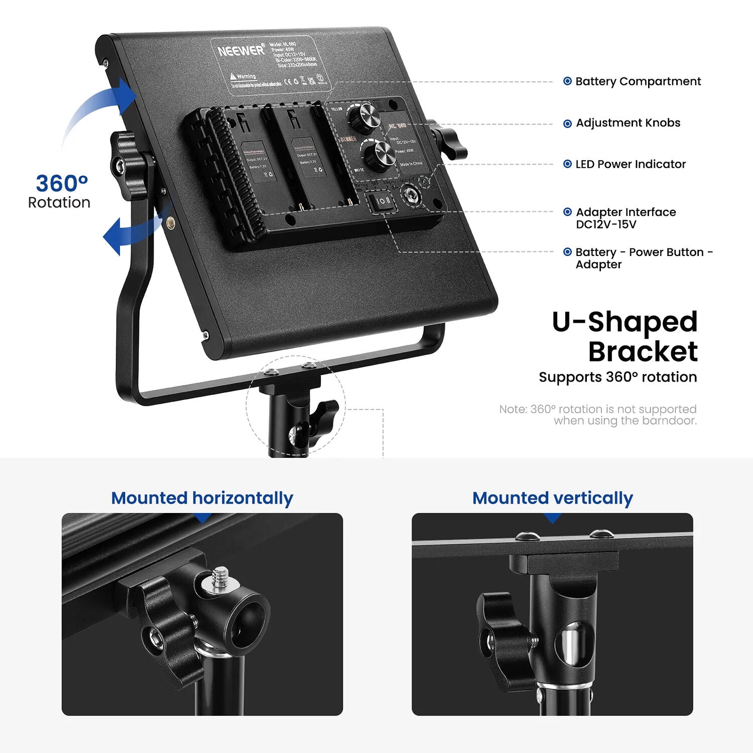 Kit LED Bicolor Neewer NL660 con 2 Luces con Soportes