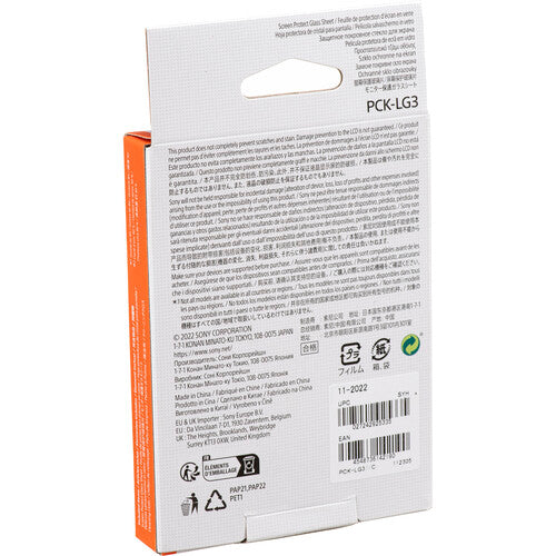 Protector de pantalla de vidrio Sony PCK-LG3 para cámaras