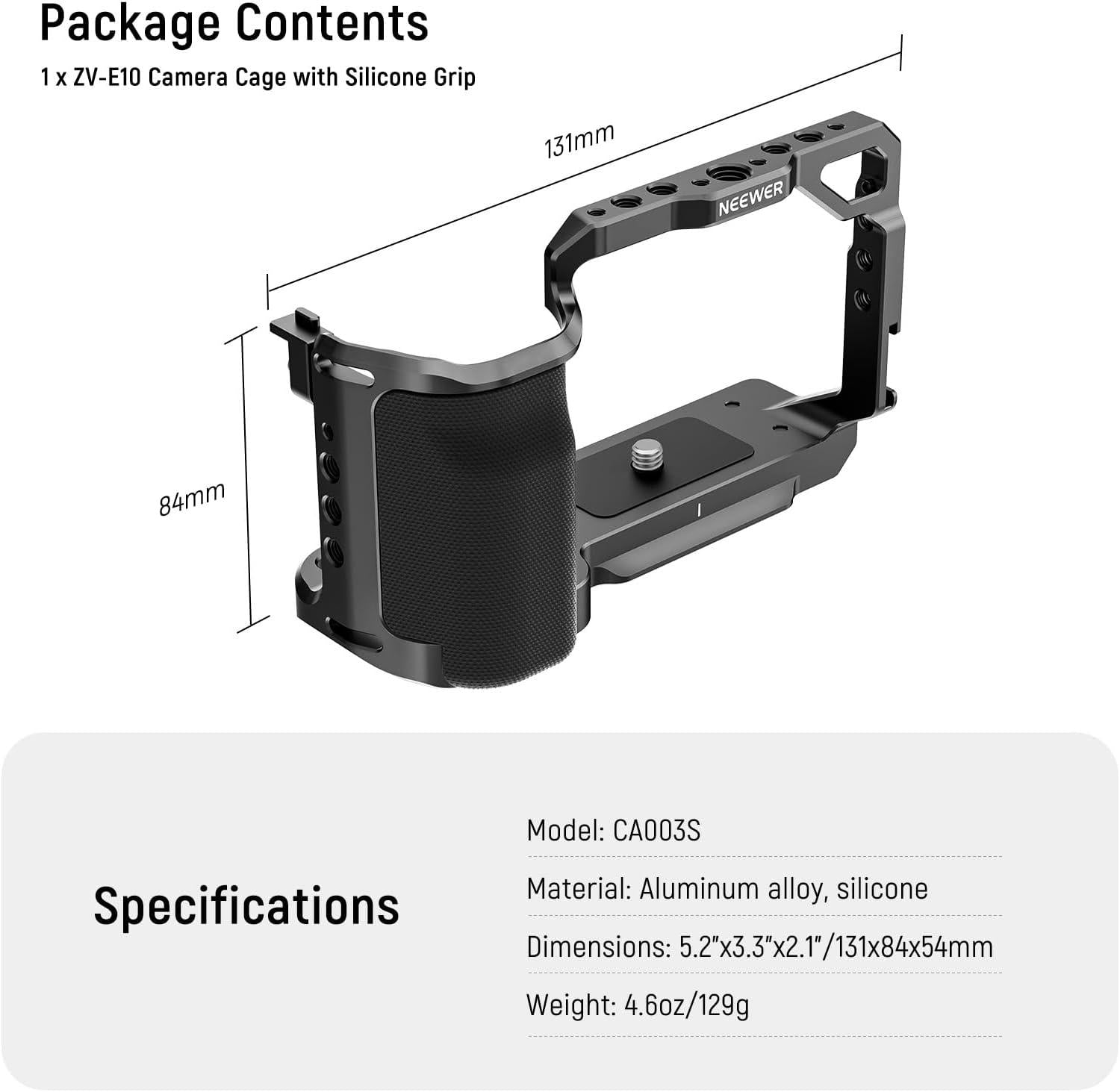 Jaula Neewer CA003S para Sony ZV-E10 con Empuñadura