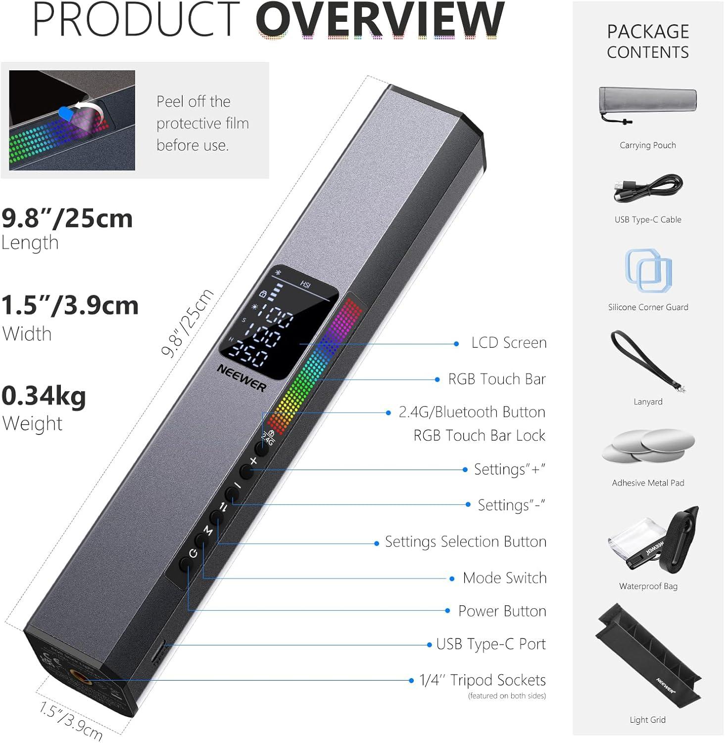 Barra LED RGB Neewer RGB1 Magnética y Portátil