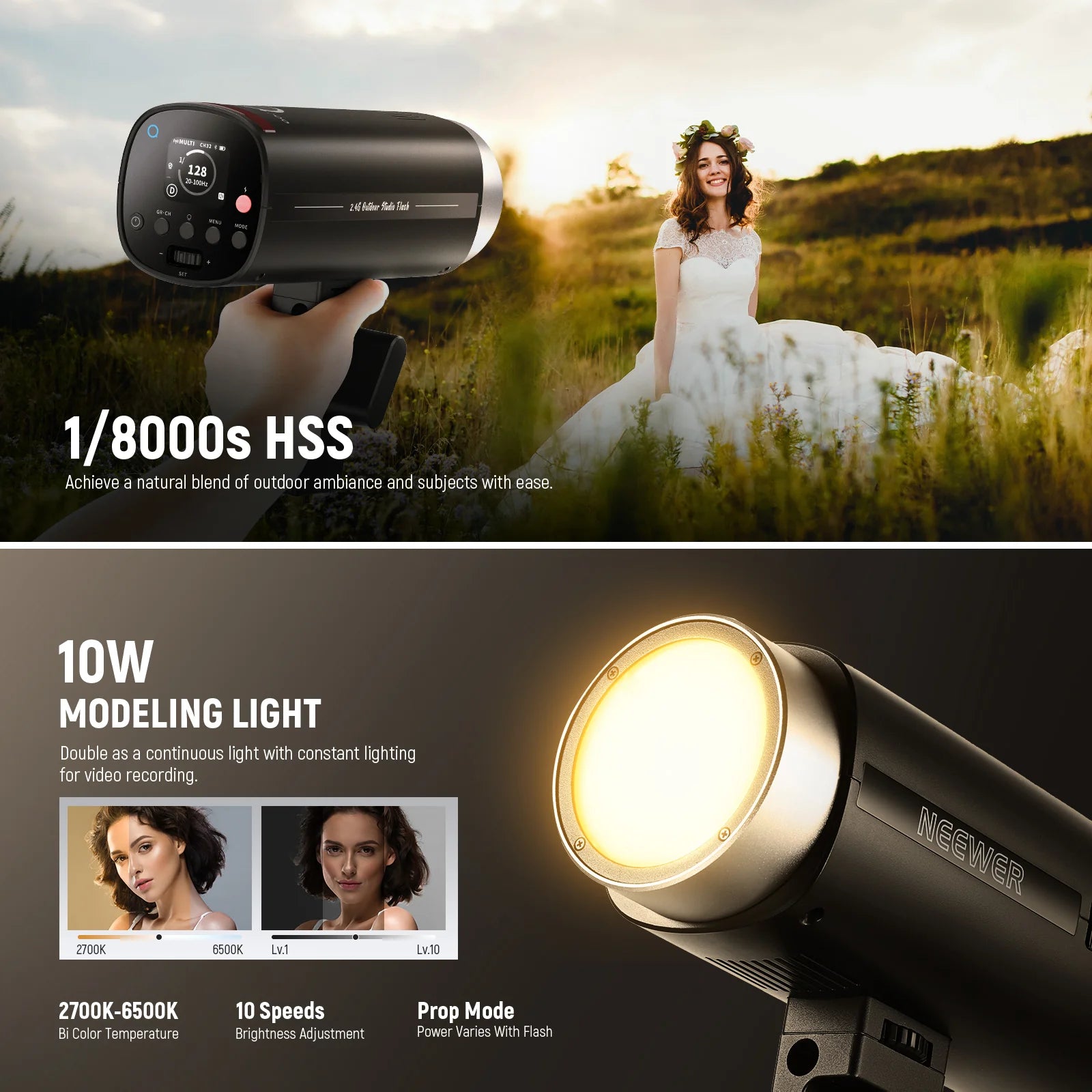 Flash para exteriores Neewer Q200 de 200 W