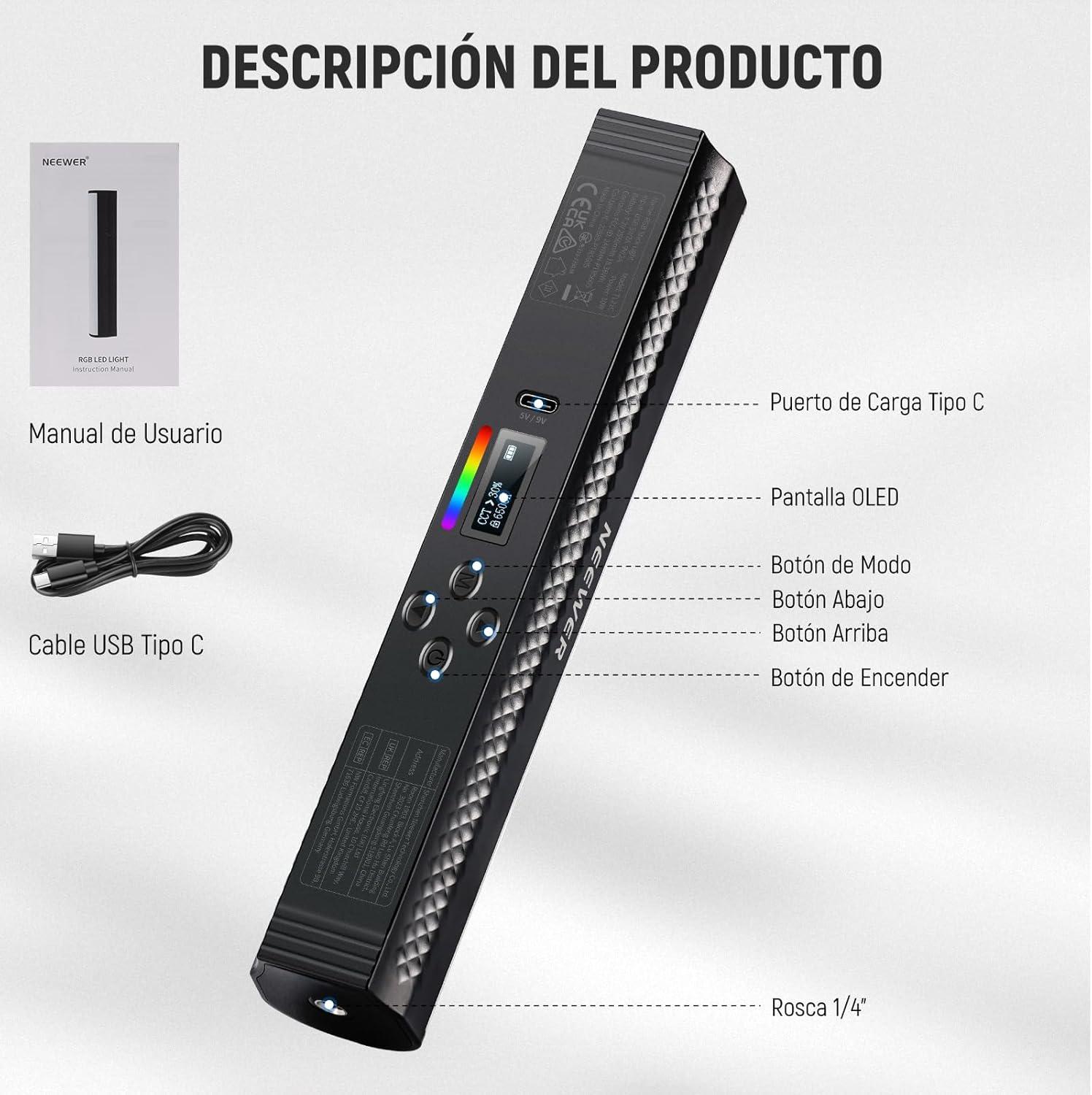 Tubo de luz led RGB Magnética Neewer TL21C con Control por App