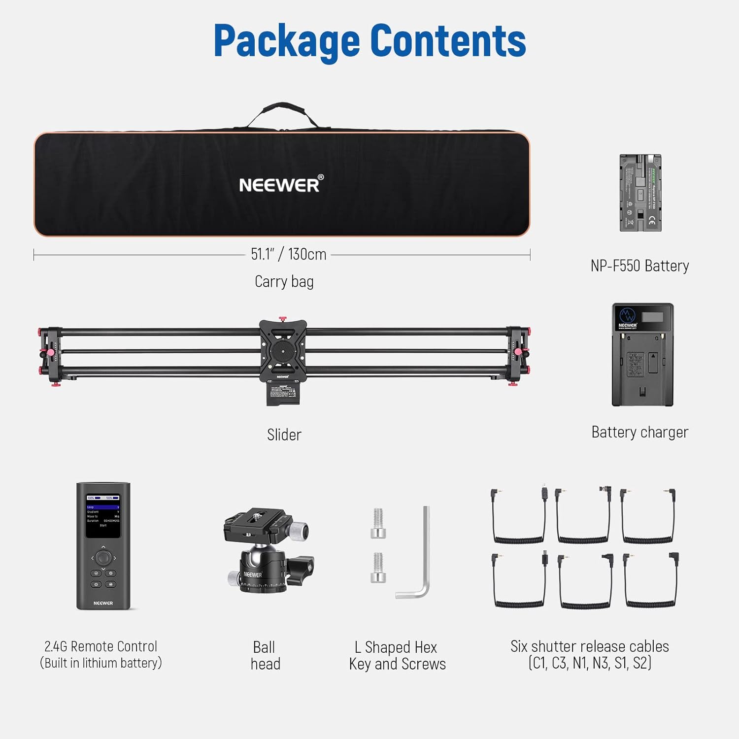 Slider Motorizado Neewer ER1 de Fibra de Carbono de 120 cm