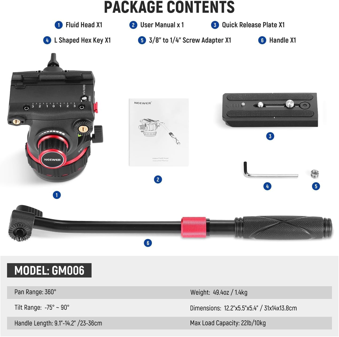 Cabezal Fluido para Trípode de Video Neewer GM006