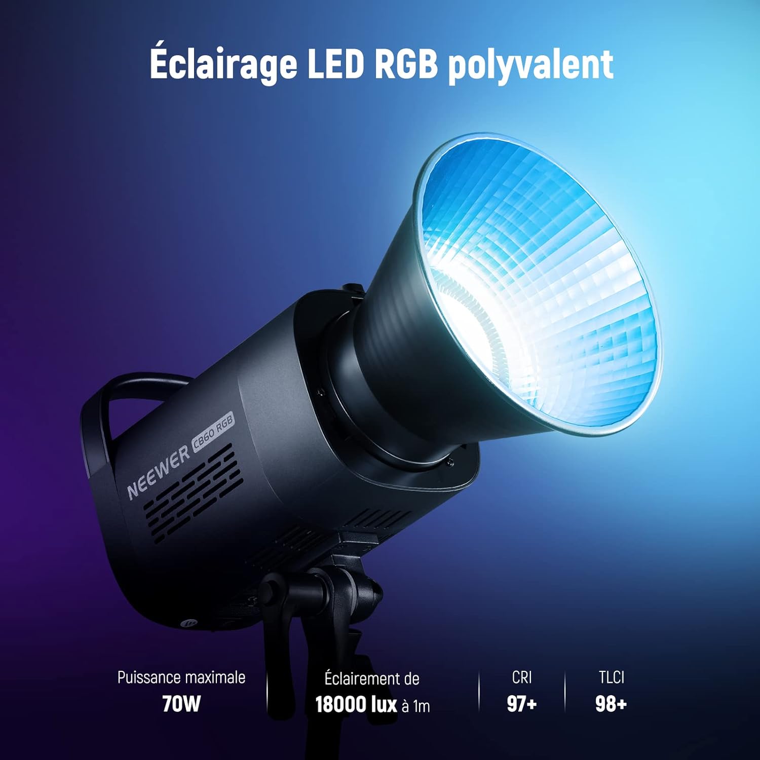 Luz RGB COB Neewer CB60 70W con Control 2.4G/App