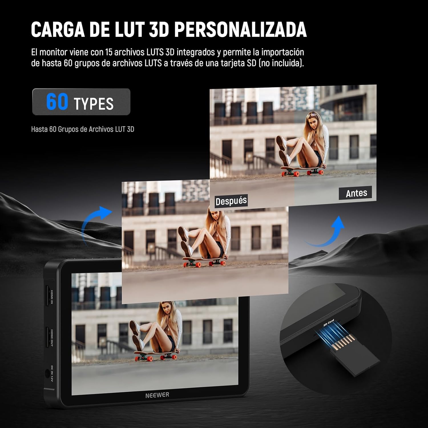 Monitor de Campo Neewer F700 7" IPS 4K con LUT 3D