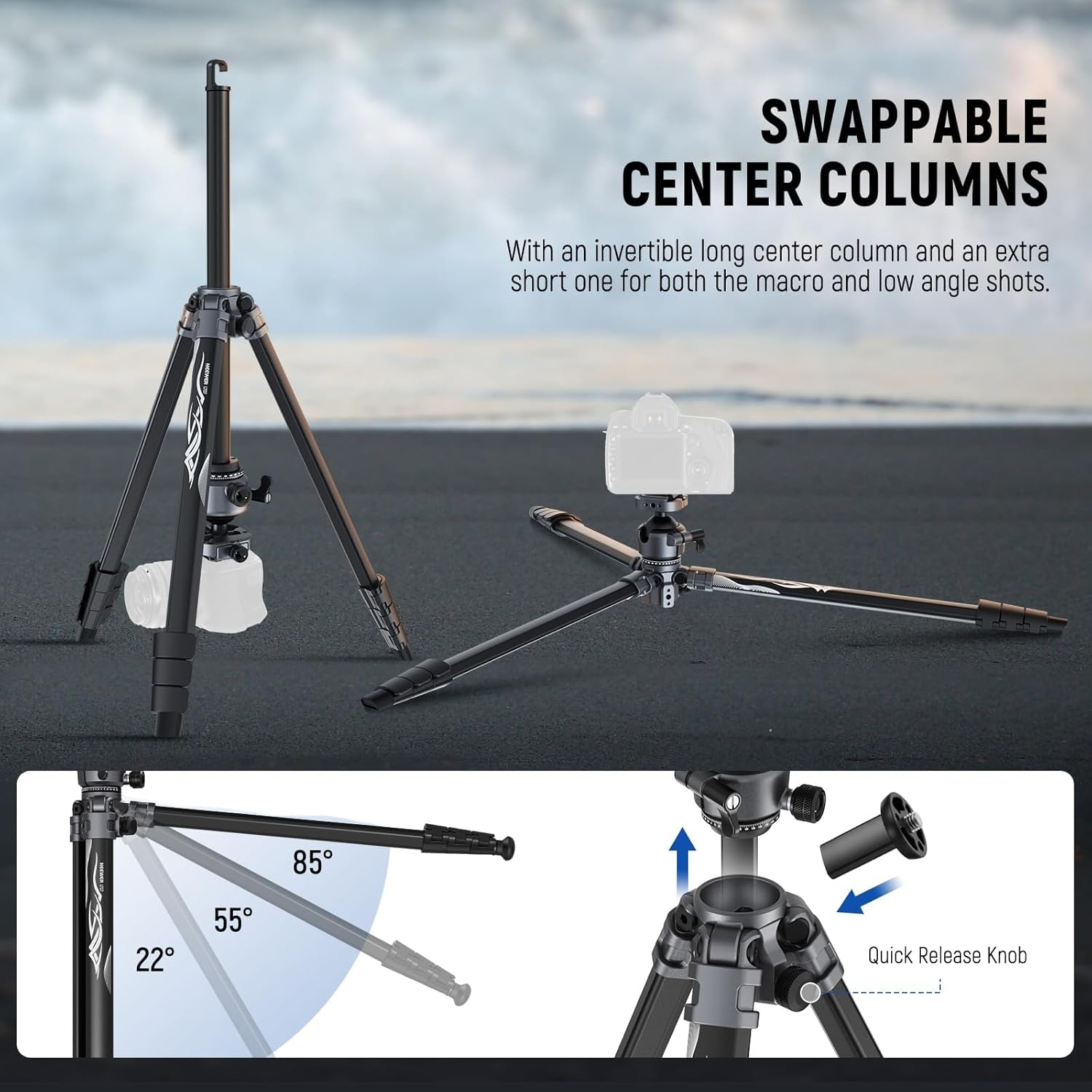 Trípode de Viaje Aluminio Neewer LT07 156 cm con Rótula Bola