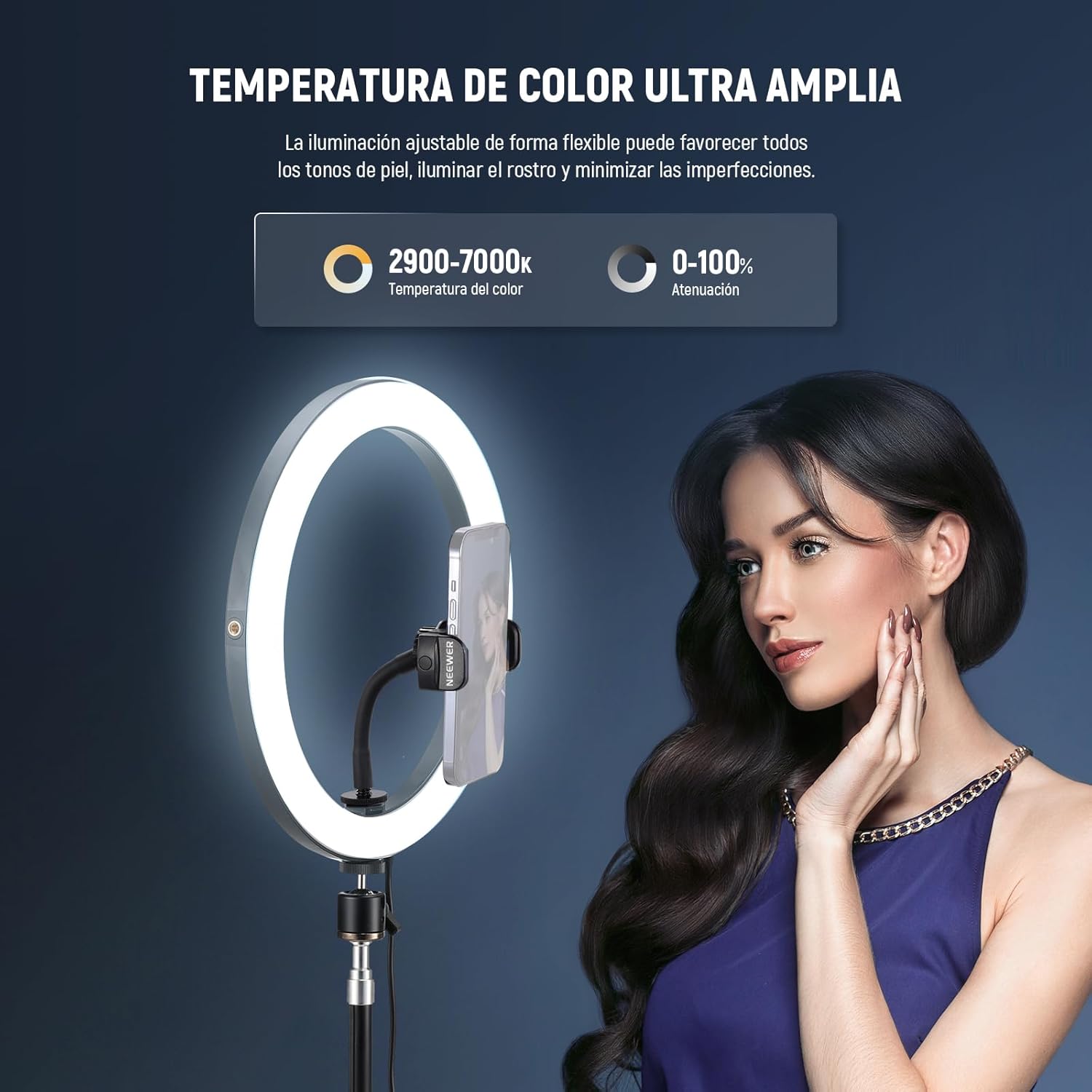 Anillo de Luz LED Neewer RH12B de 30,5 cm con Soporte de 180 cm