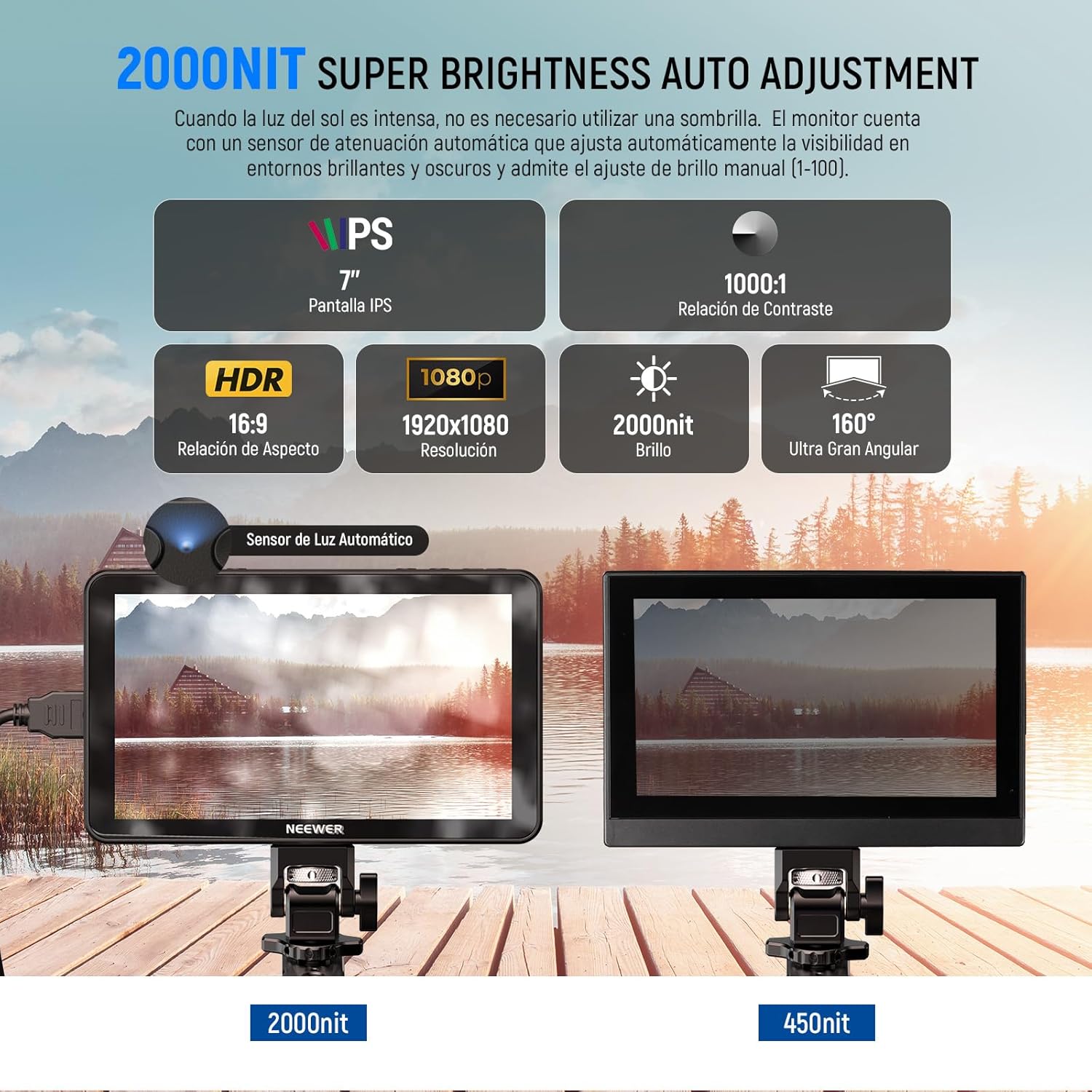 Monitor de Campo Neewer F700 7" IPS 4K con LUT 3D