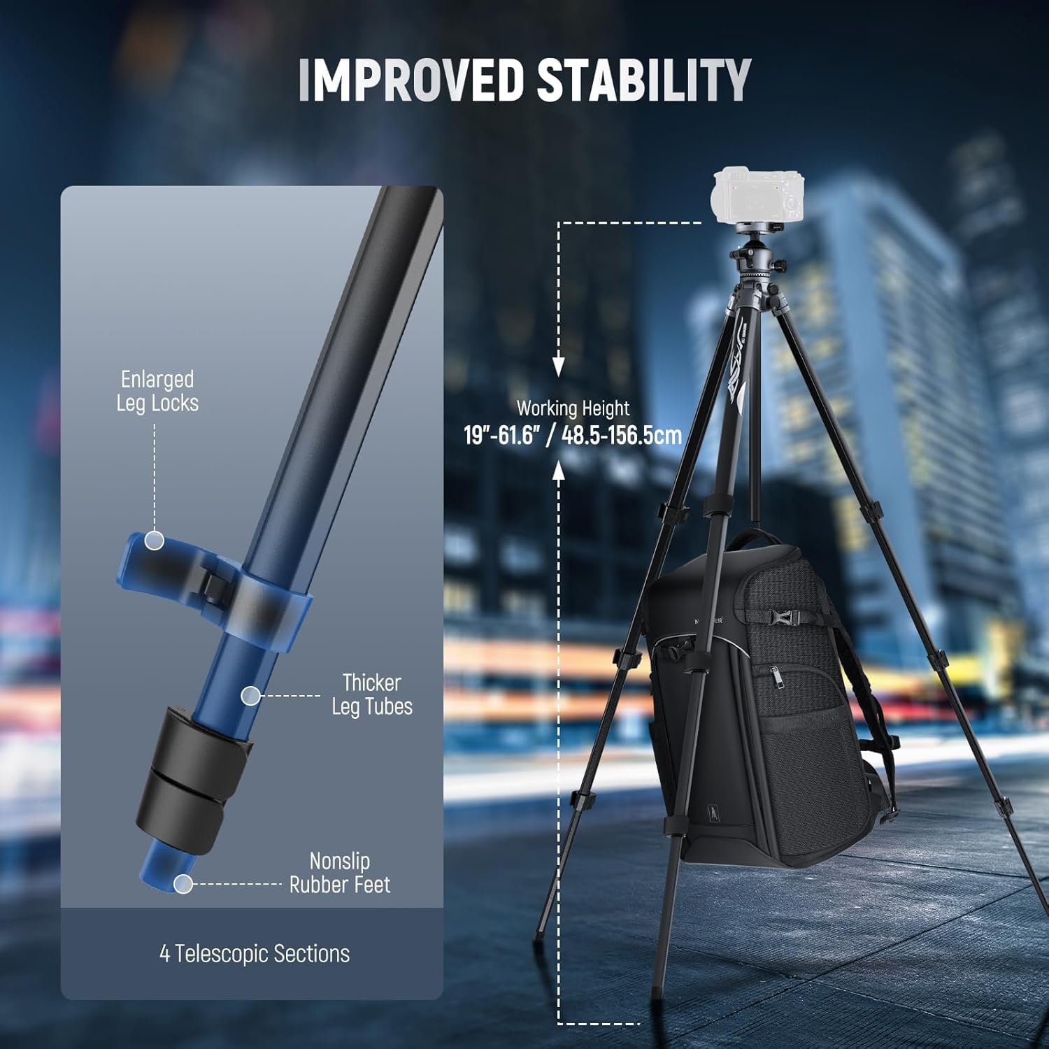 Trípode de Viaje Aluminio Neewer LT07 156 cm con Rótula Bola