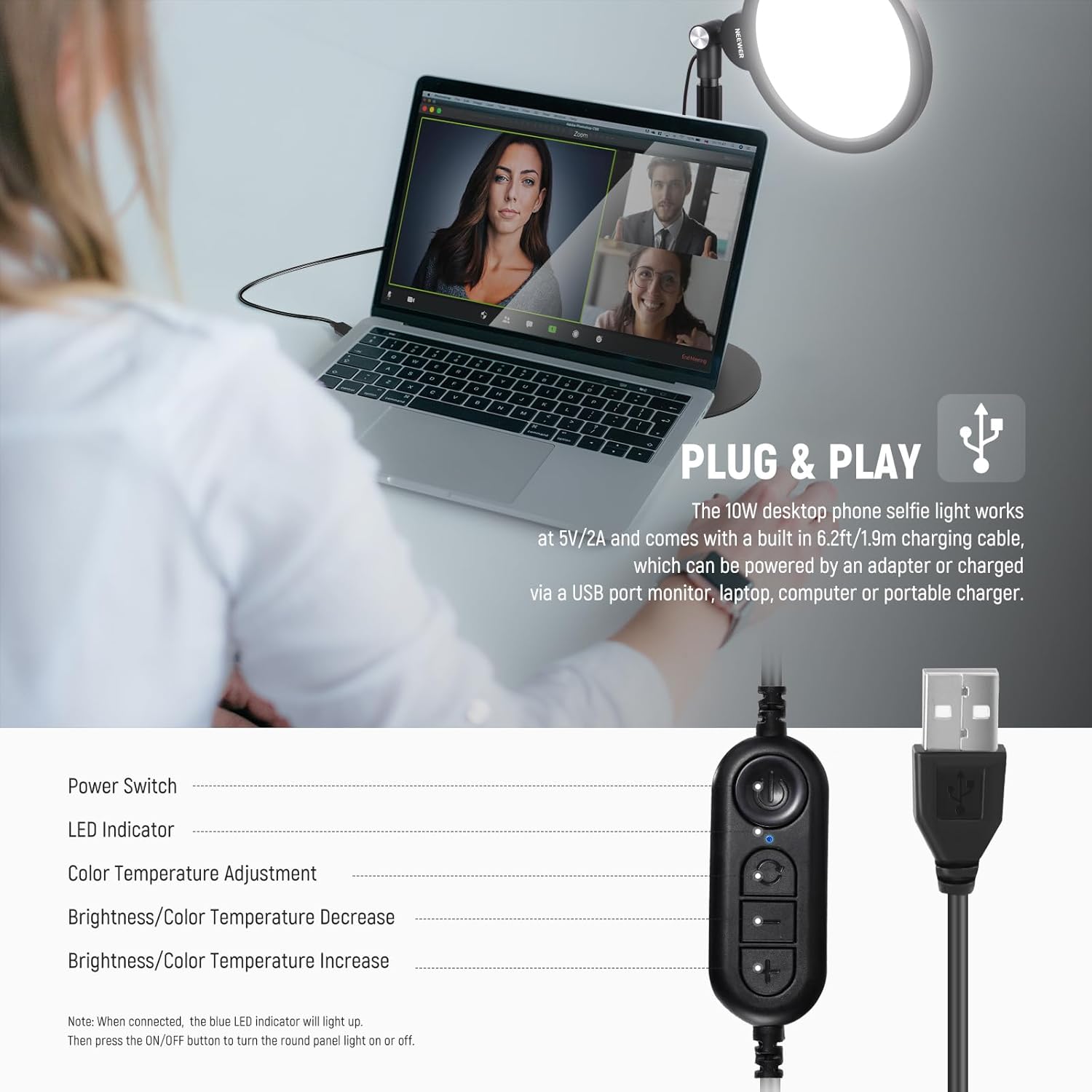 Kit de Luz Selfie Neewer R06 de 17,8 cm para Teléfonos