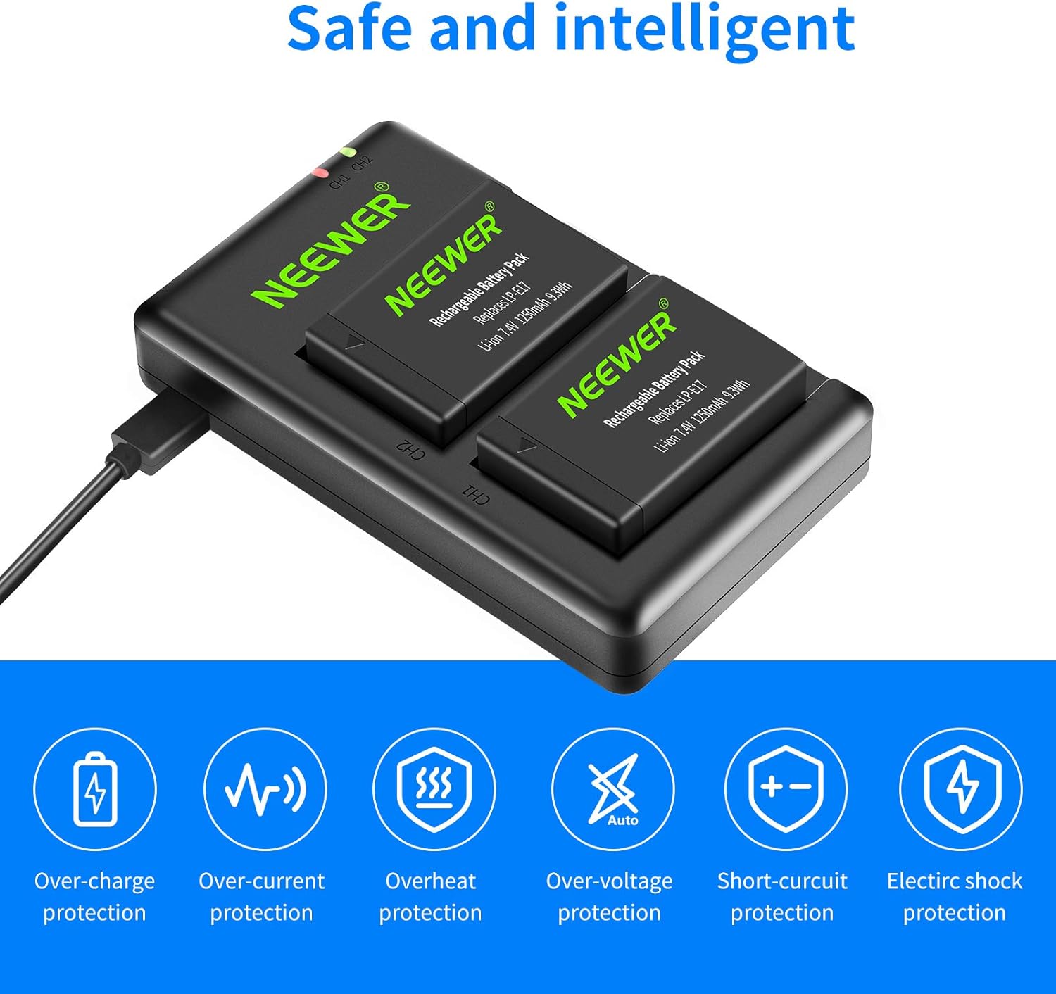 Set 2 Baterías LP-E17 y Cargador USB Neewer para Canon