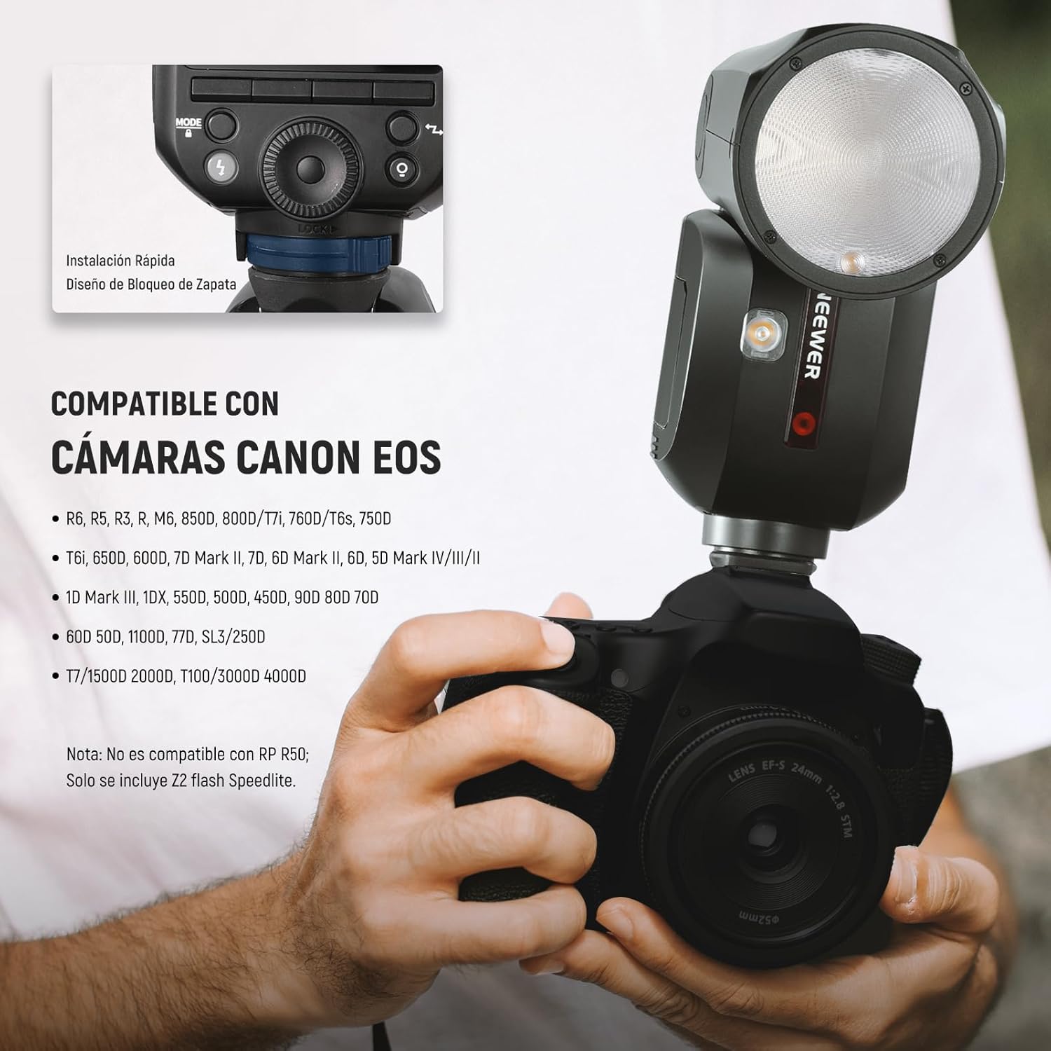 Flash Speedlite Neewer Z2-C TTL Cabezal Redondo para Canon