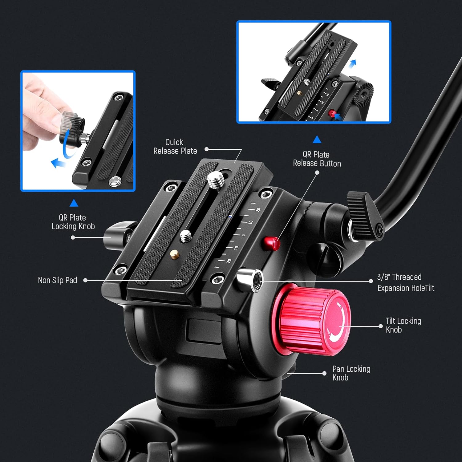Trípode Video Neewer TP-M200 200 cm con Cabezal Fluido