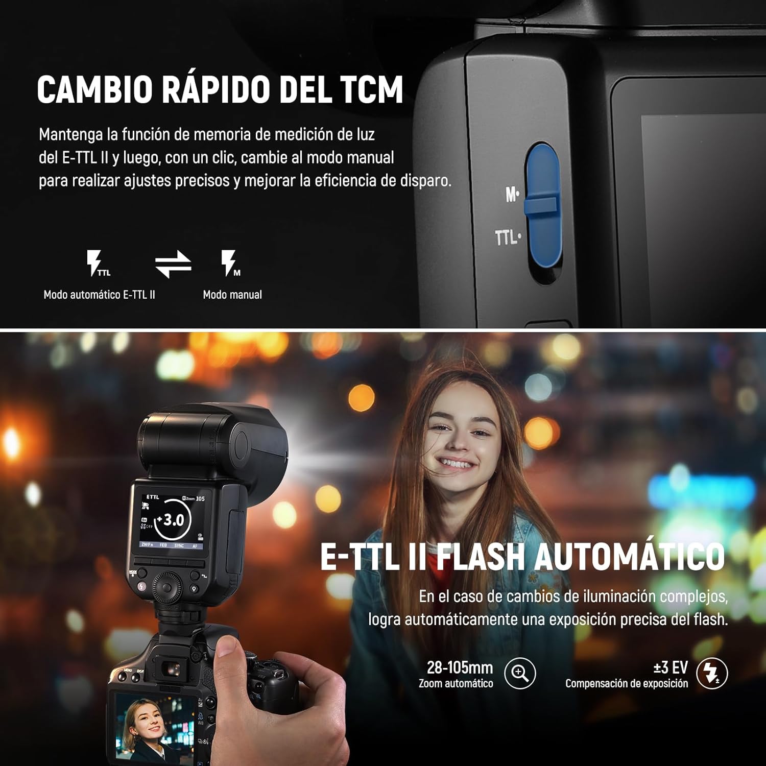 Flash Speedlite Neewer Z2-C TTL Cabezal Redondo para Canon
