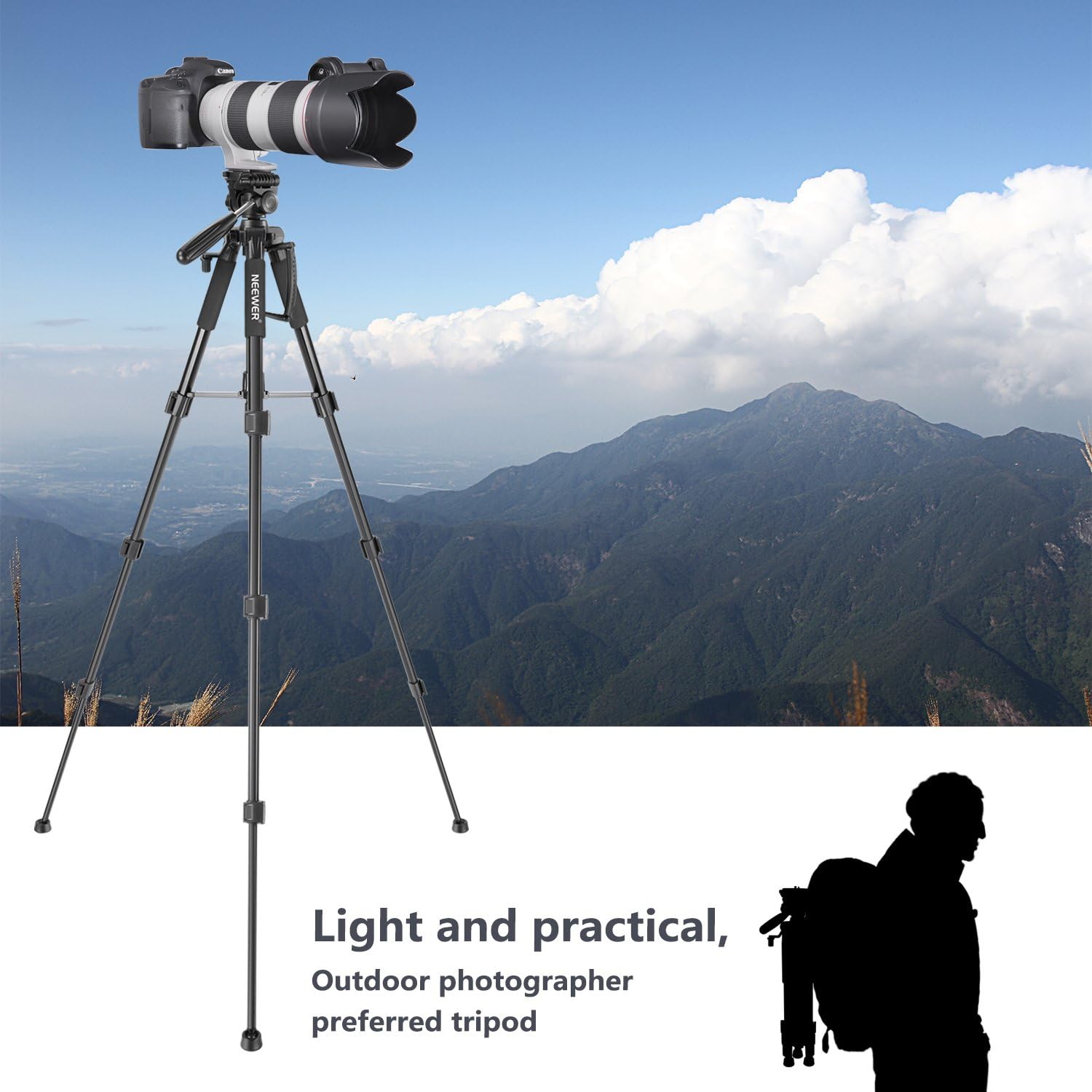 Trípode Aluminio Neewer SAB234 142 cm con Cabezal Panorámico