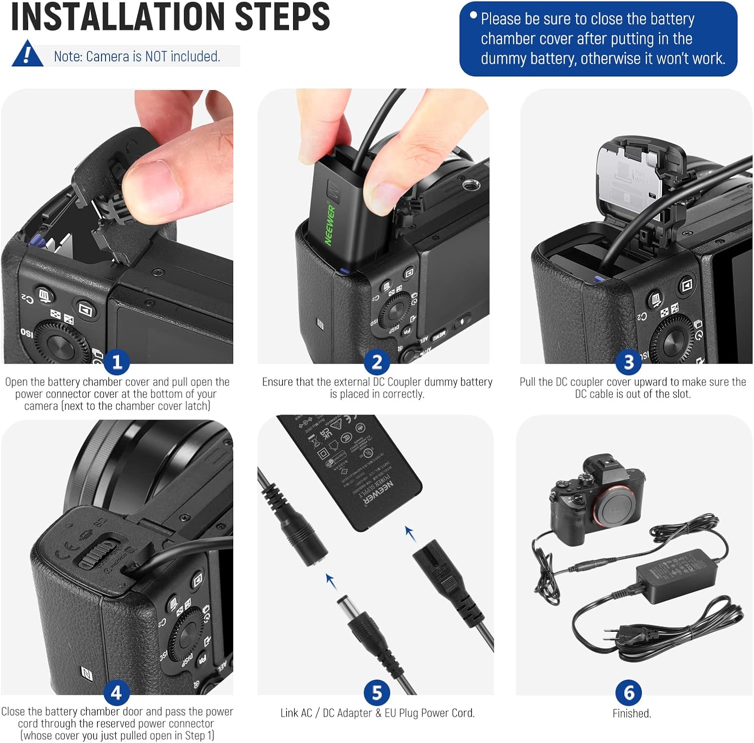 Adaptador Neewer AC-PW20 con Acoplador CC para Sony