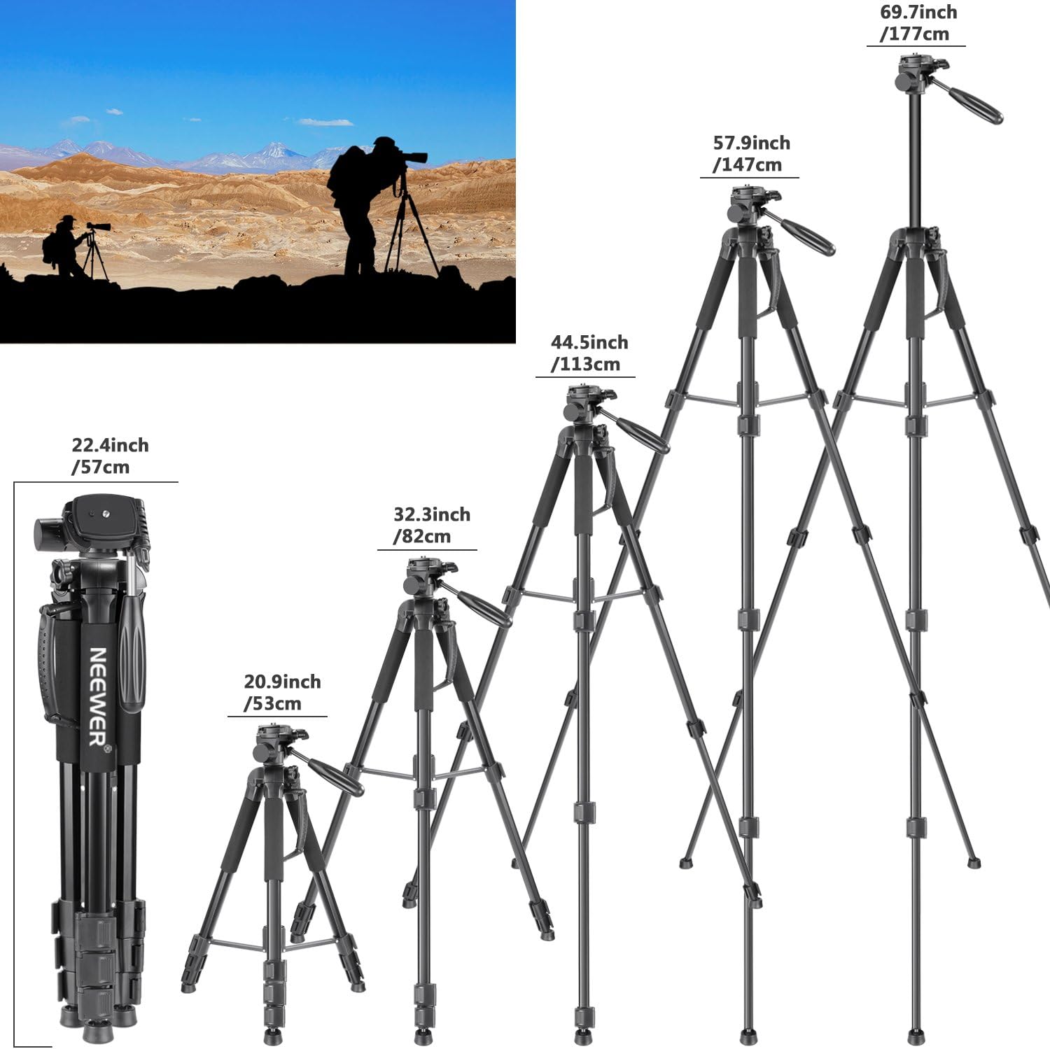 Trípode Monopod Neewer 177 cm Aleación Aluminio para Cámaras