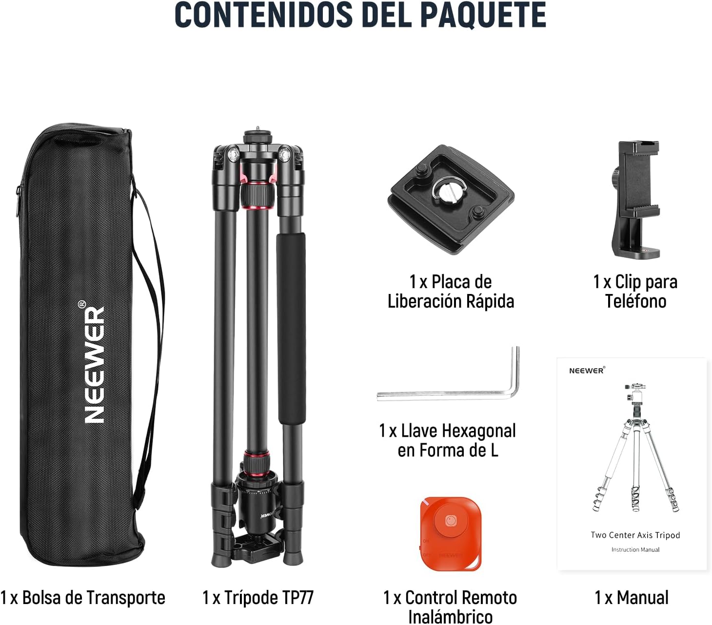 Trípode Monopie Neewer 195 cm con Soporte y Control Remoto