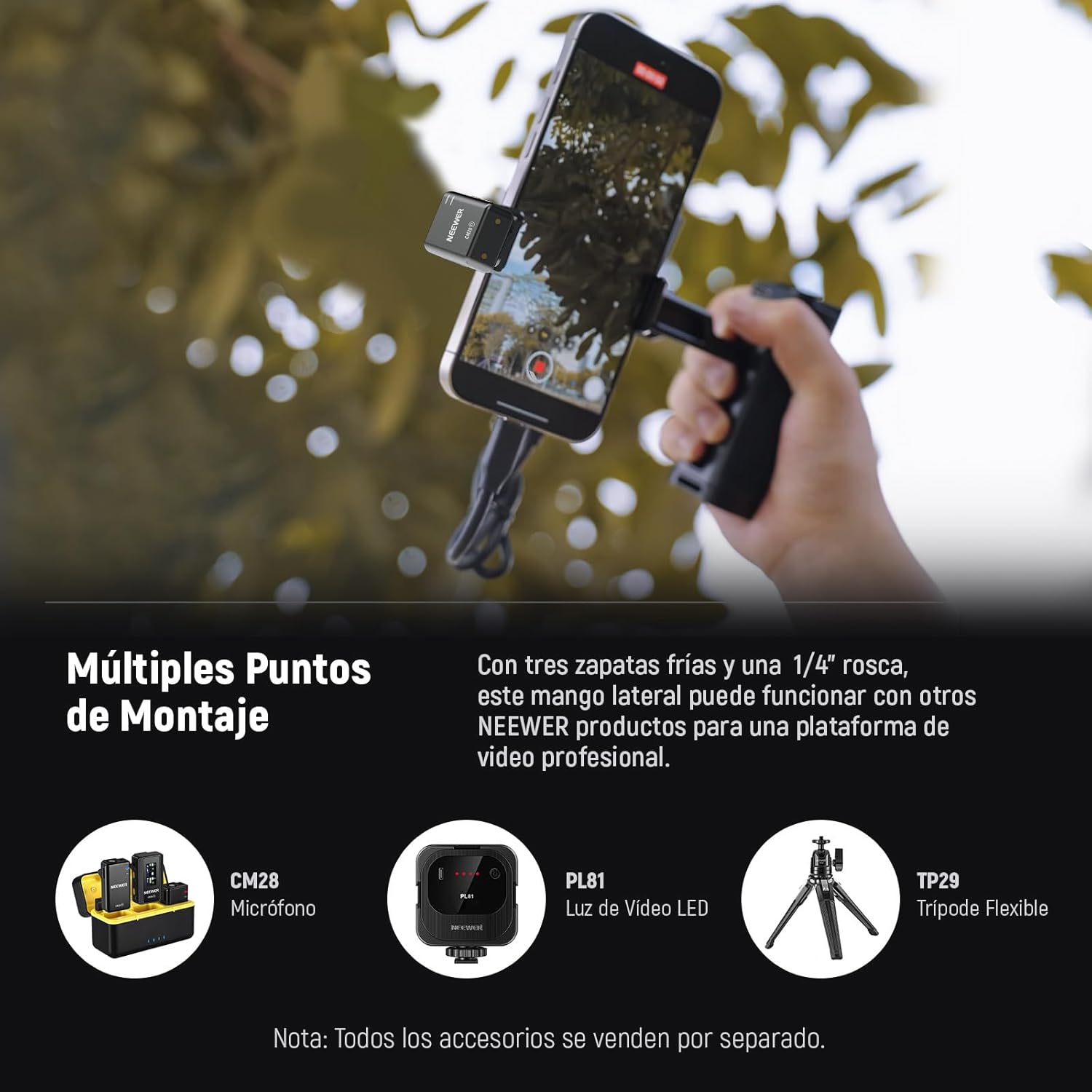 Mango Bluetooth Neewer PA028E con Soporte y Monturas