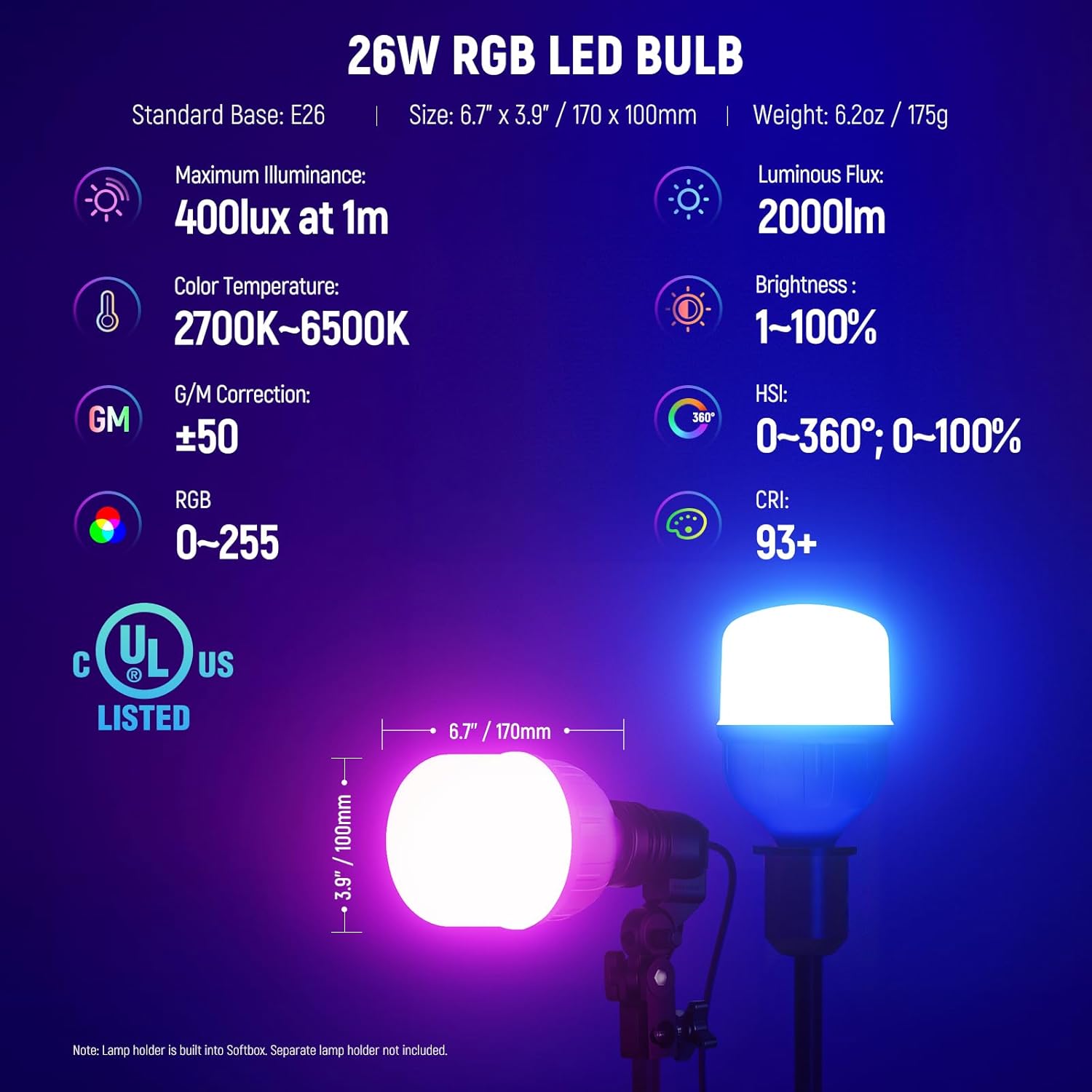 Kit Softbox LED RGB 24W Neewer NK800