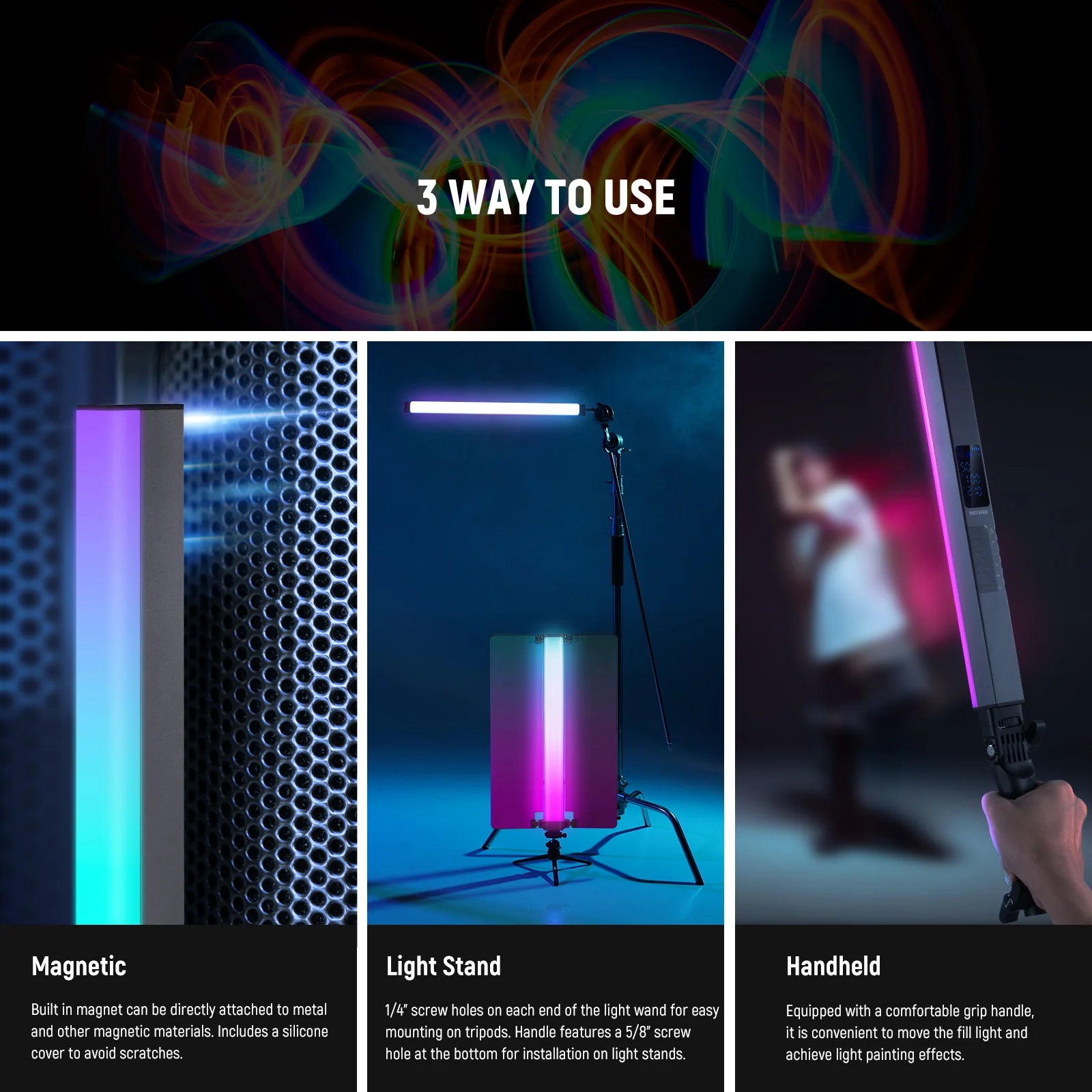 Tubo de luz LED Neewer RGB2 de 40 cm con puerta metálica