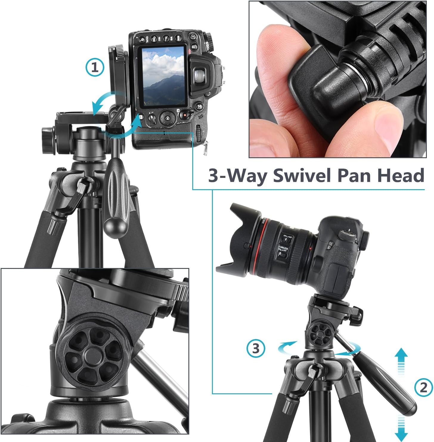 Trípode Aluminio Neewer SAB234 142 cm con Cabezal Panorámico