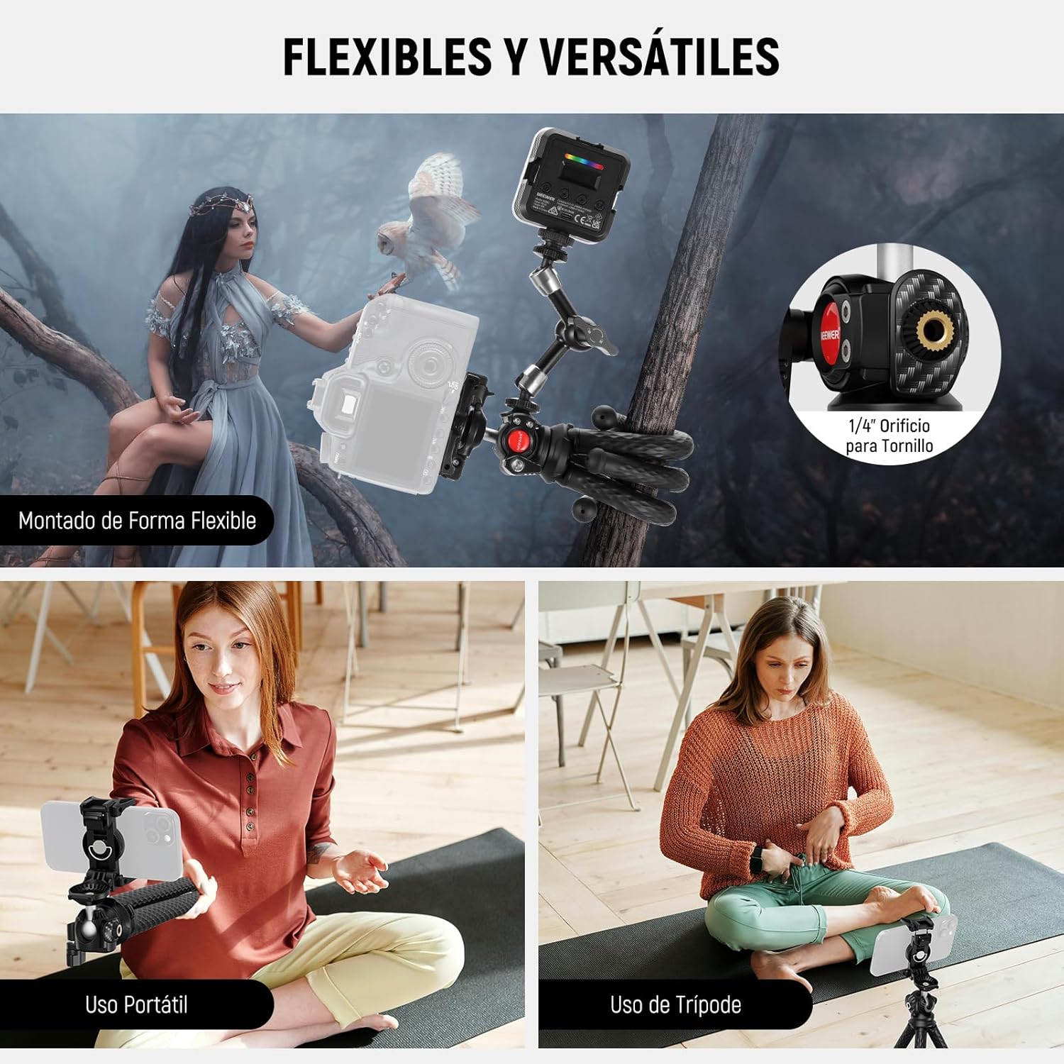 Trípode Flexible Neewer T34 con Cabezal Bola y Soporte Móvil