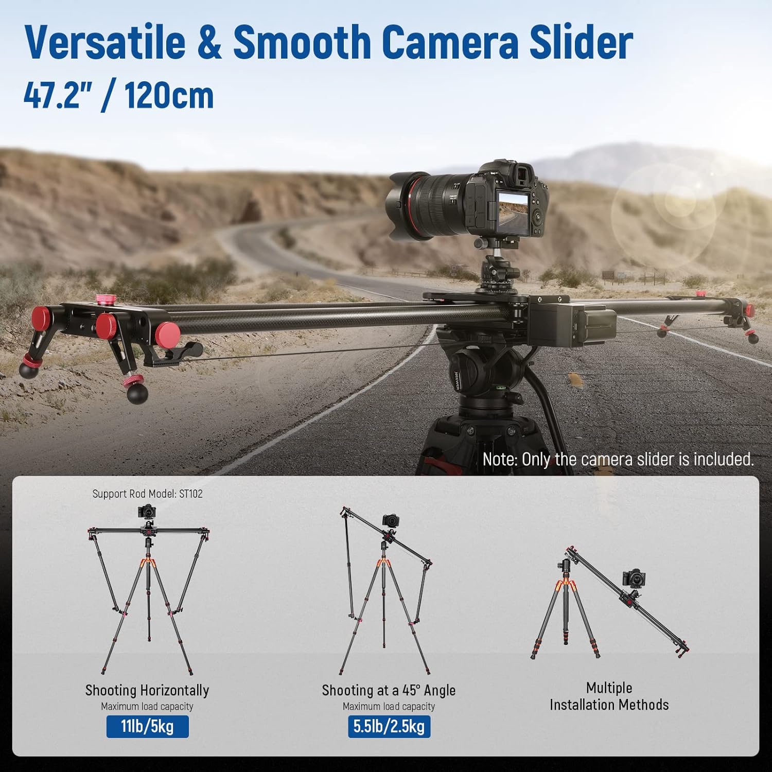 Slider Motorizado Neewer ER1 de Fibra de Carbono de 120 cm