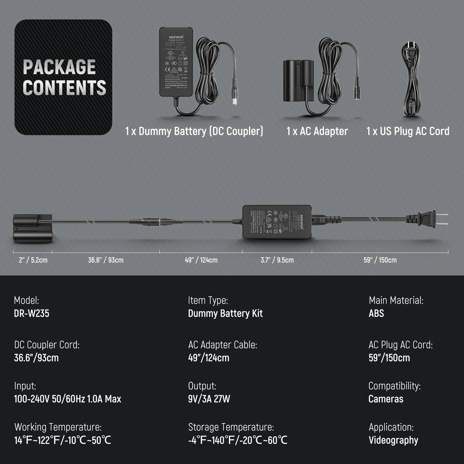 Kit de acoplador de batería de repuesto Neewer NP-W235