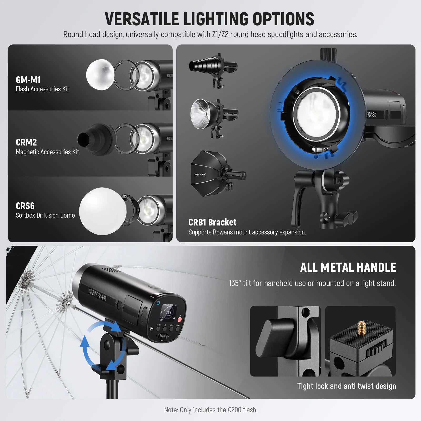 Flash para exteriores Neewer Q200 de 200 W