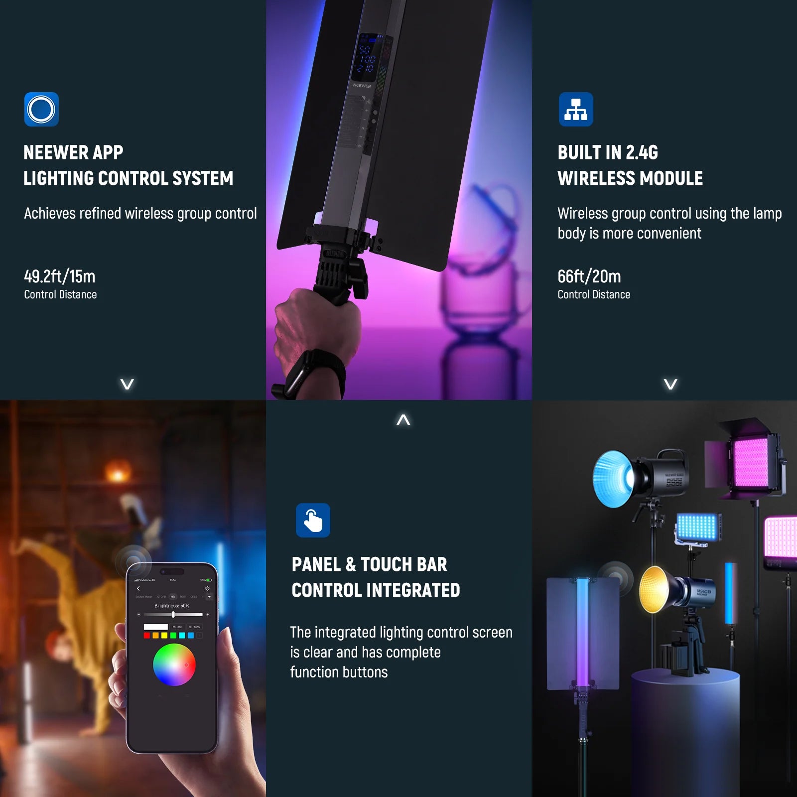 Tubo de luz LED Neewer RGB2 de 40 cm con puerta metálica