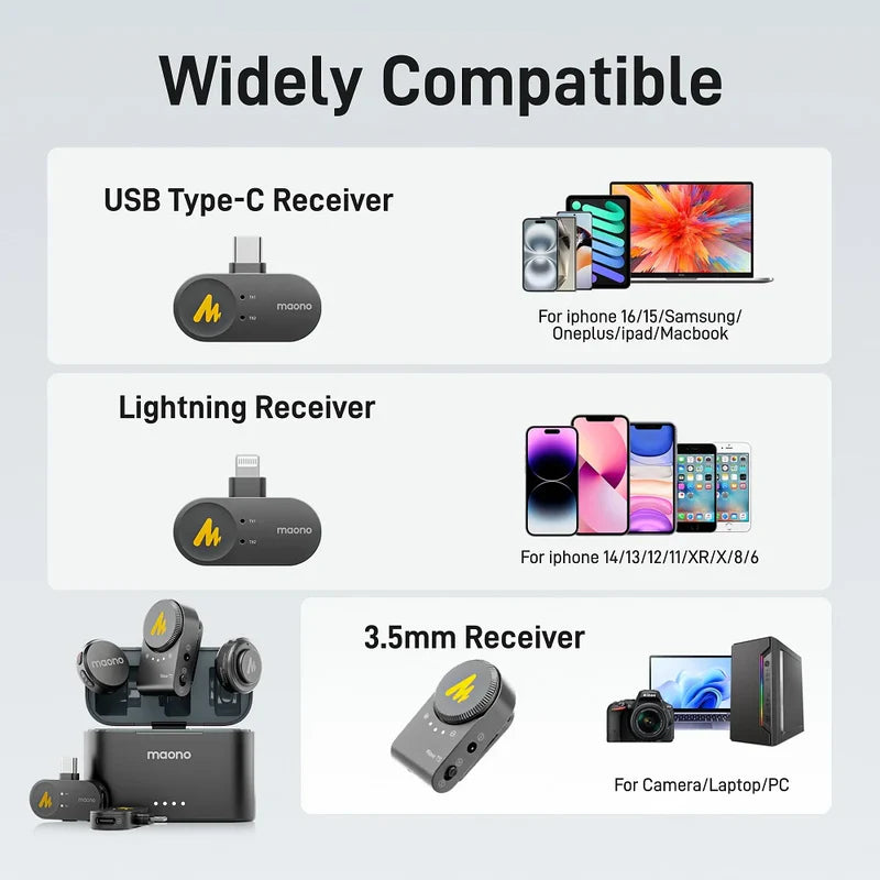 Micrófonos Inalámbricos Maono Wave T5 para USB-C con case de carga