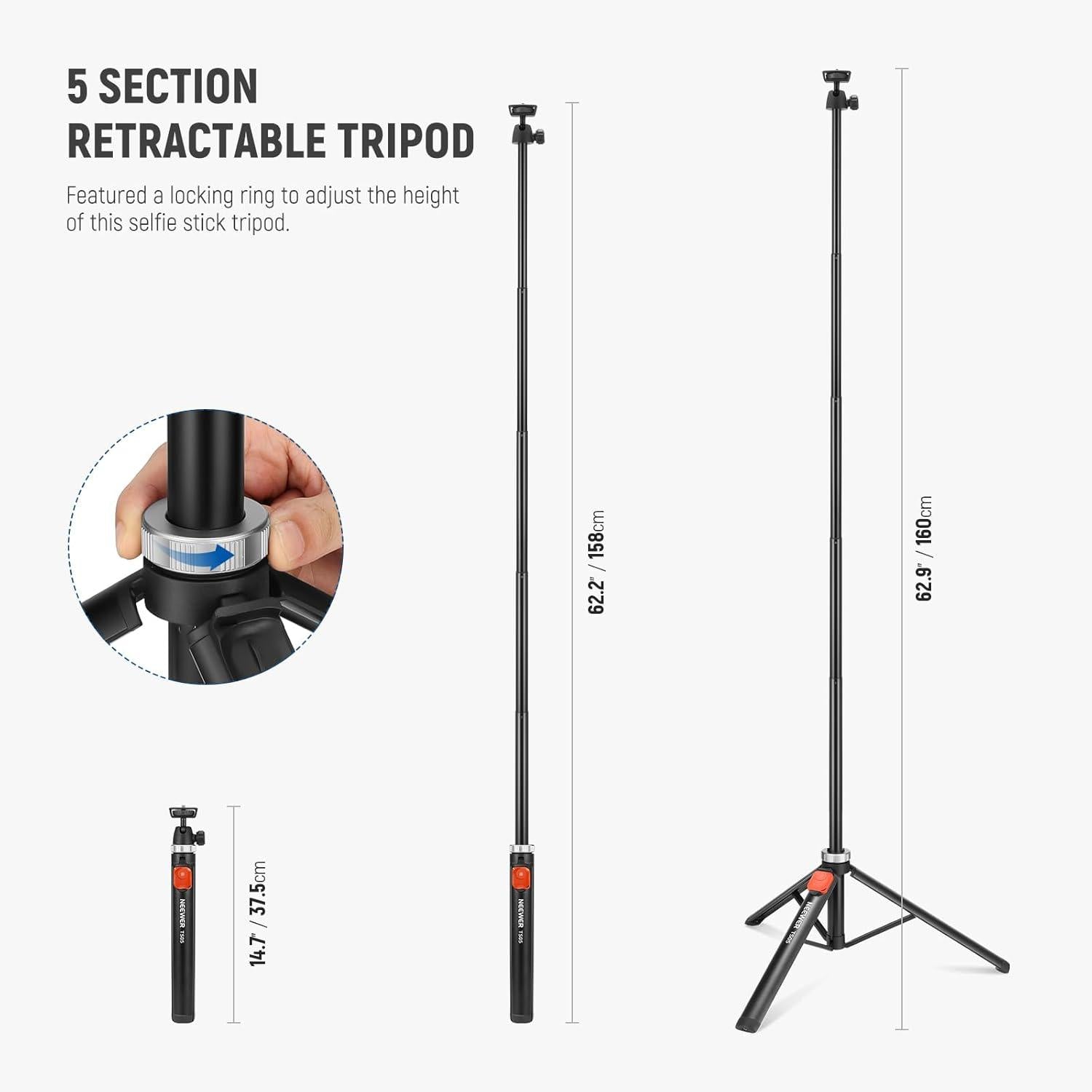 Trípode de Viaje Neewer TS05 160 cm para Teléfono y Cámara