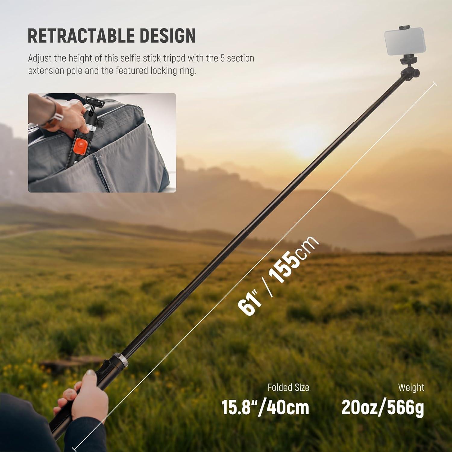 Trípode de Viaje Neewer TS05 160 cm para Teléfono y Cámara