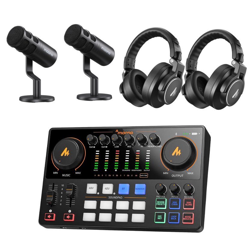 Kit de podcast Maono PD100 para 2 personas