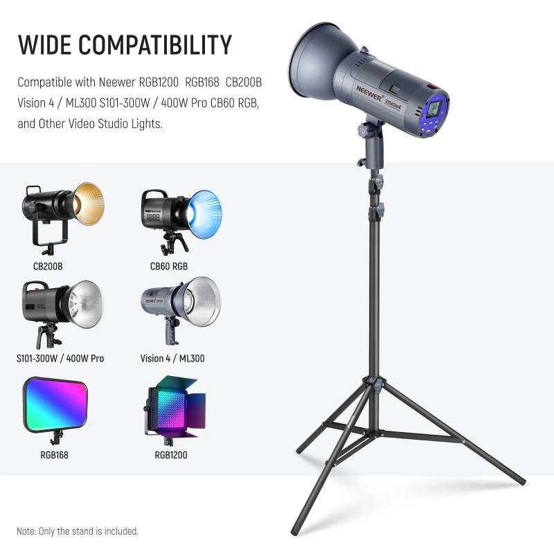 Pie de flash Neewer St-200cm Para Fotografía Negro