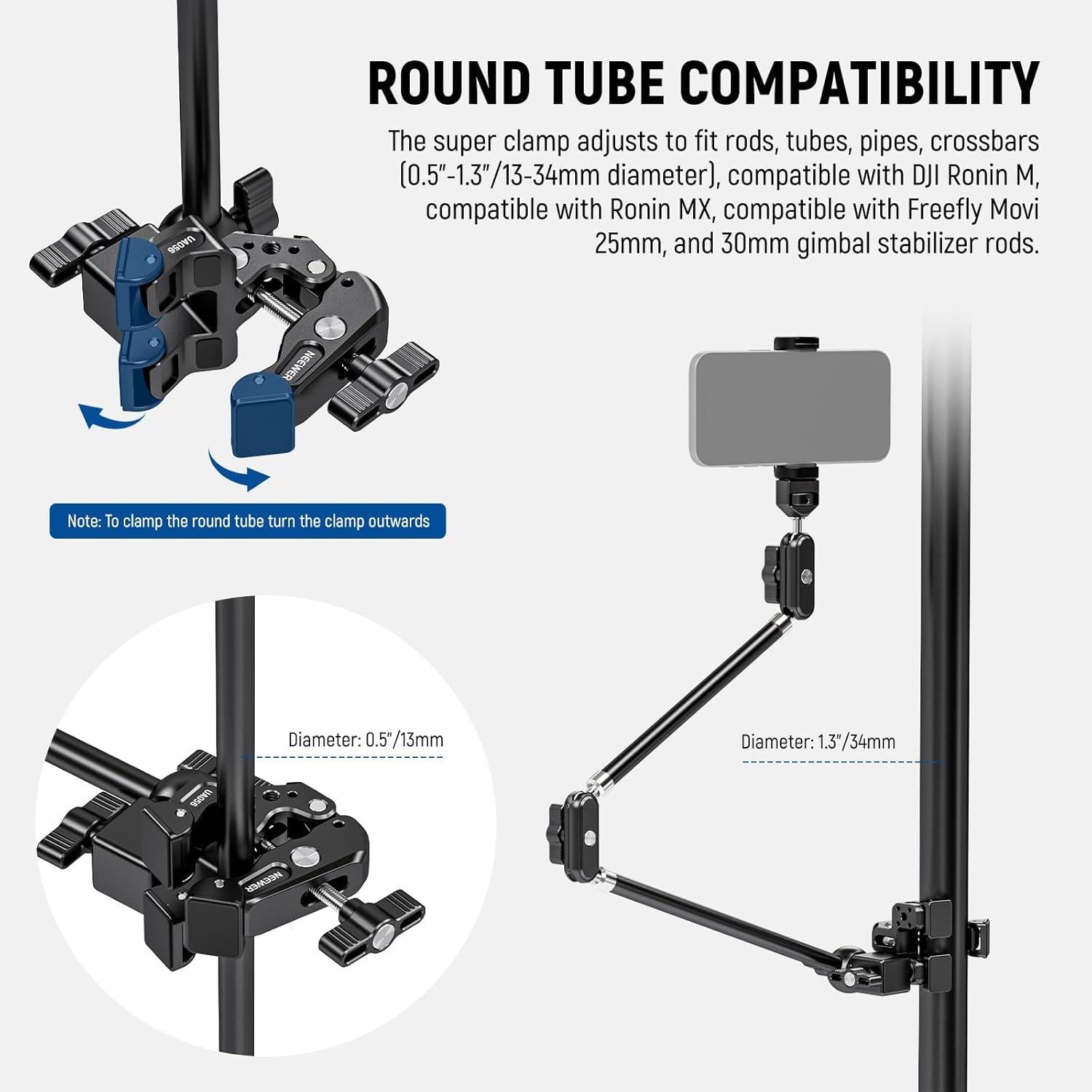 Brazo Mágico Neewer UA056 76 cm con Clamp y Soporte