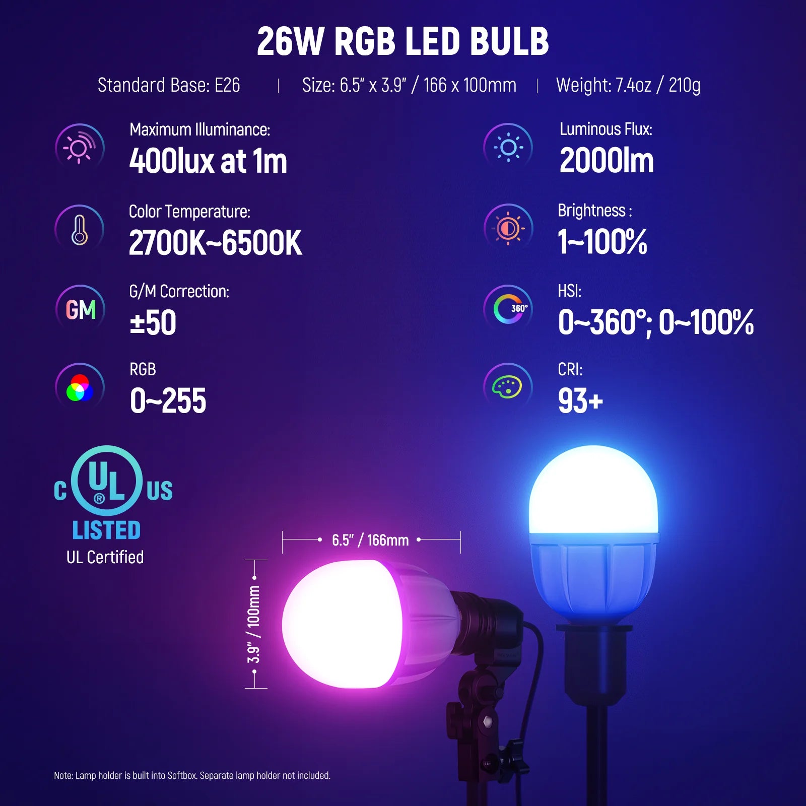 Kit de iluminación Neewer NK800 de 60x60cm con softbox RGB