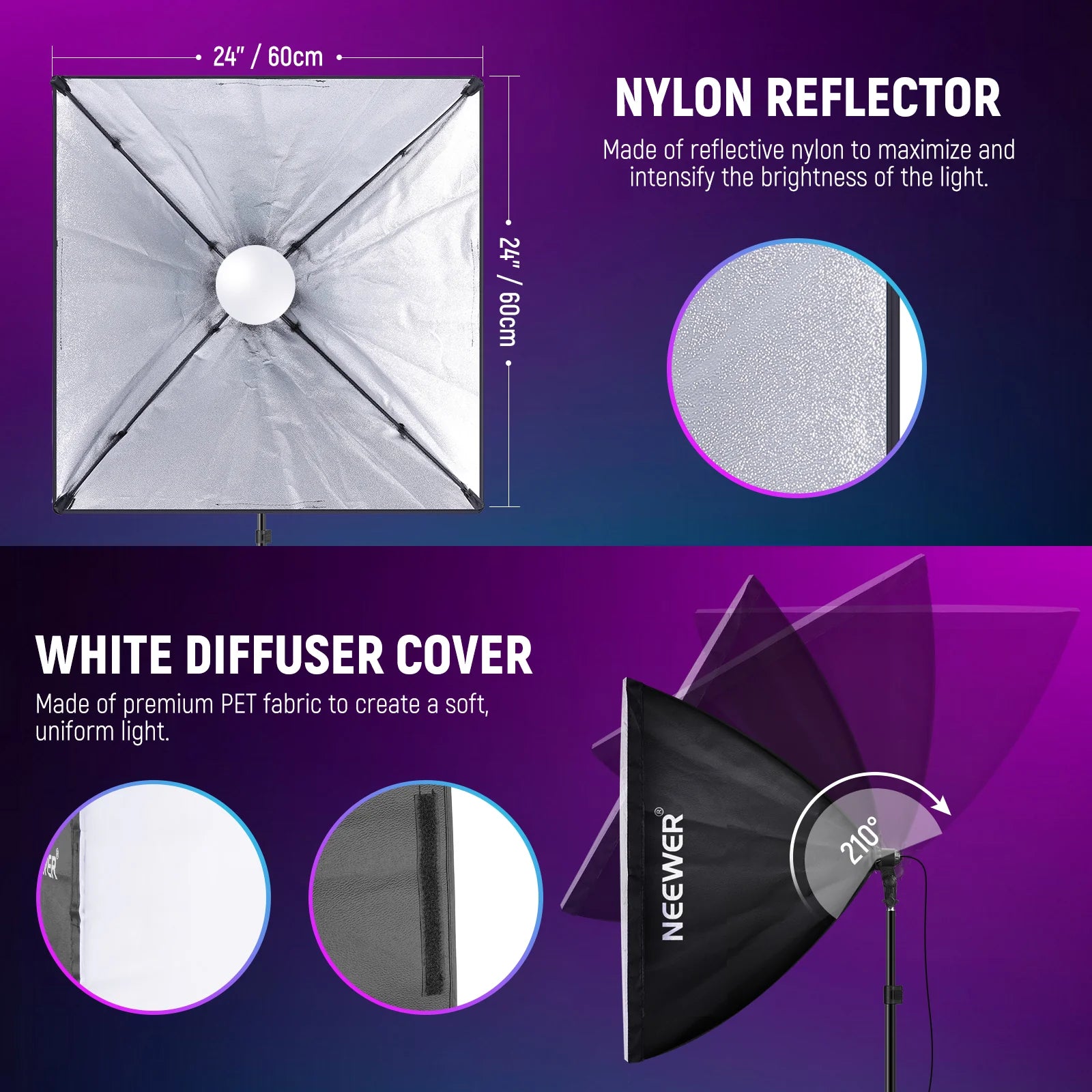 Kit de iluminación Neewer NK800 de 60x60cm con softbox RGB