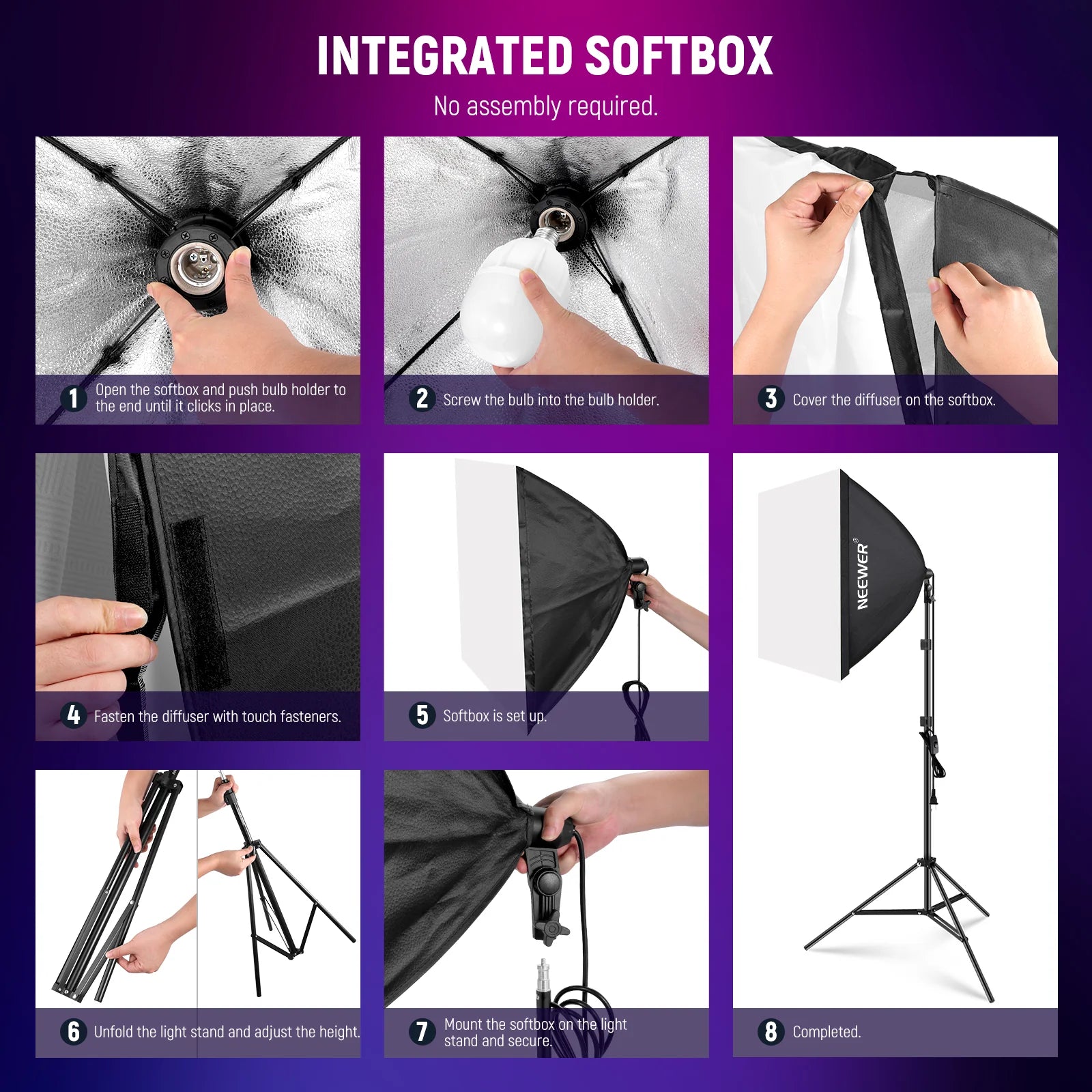 Kit de iluminación Neewer NK800 de 60x60cm con softbox RGB