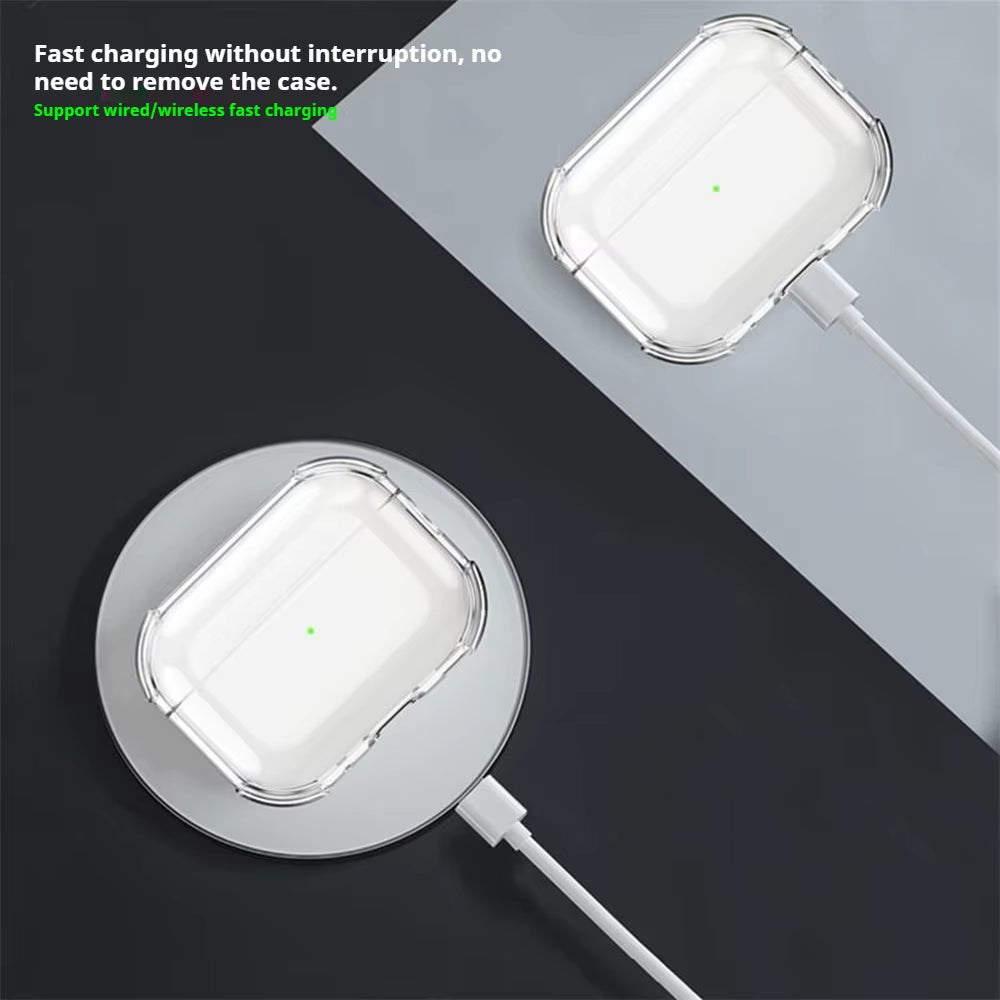 Carcasa Transparente Antigolpes para AirPods con Correa, Compatible con AirPods Pro 1, AirPods Pro 2, AirPods Pro 3 y AirPods 4 