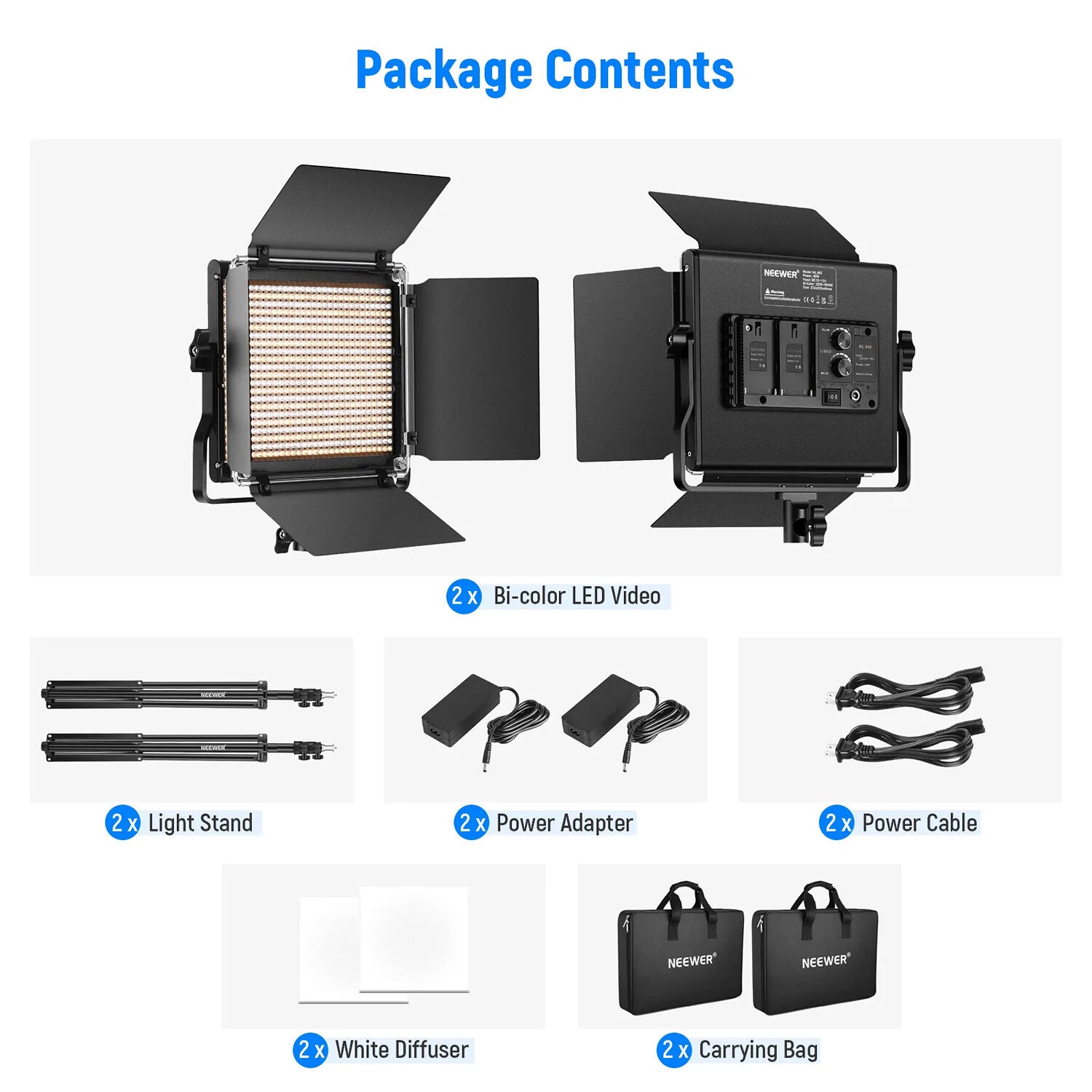 Kit LED Bicolor Neewer NL660 con 2 Luces con Soportes