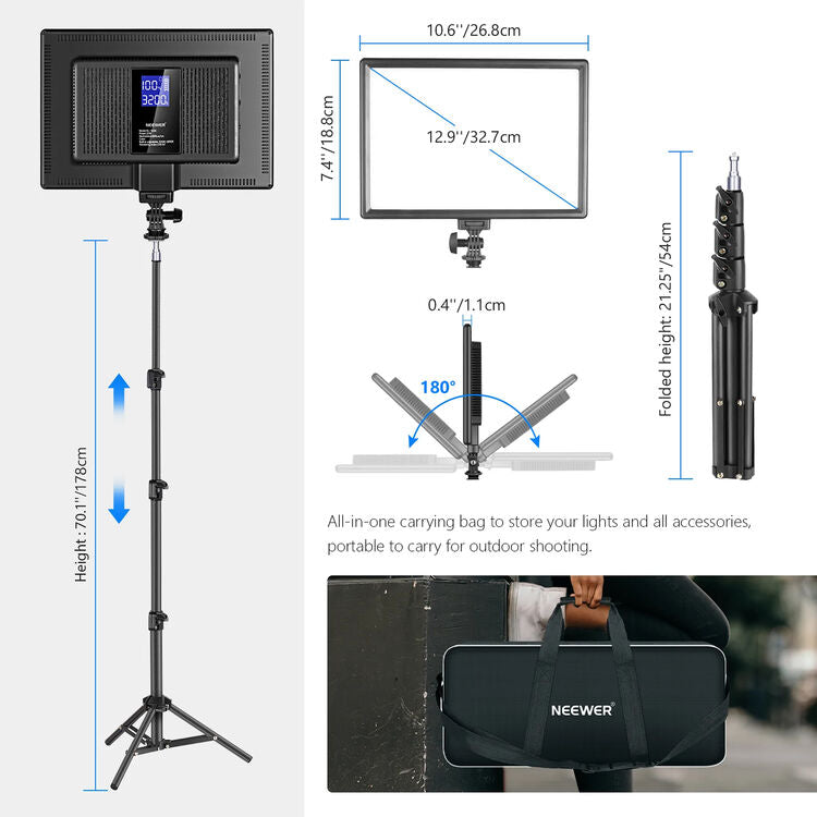 Kit de Panel Neewer NL-192AI de Luz LED Bicolor