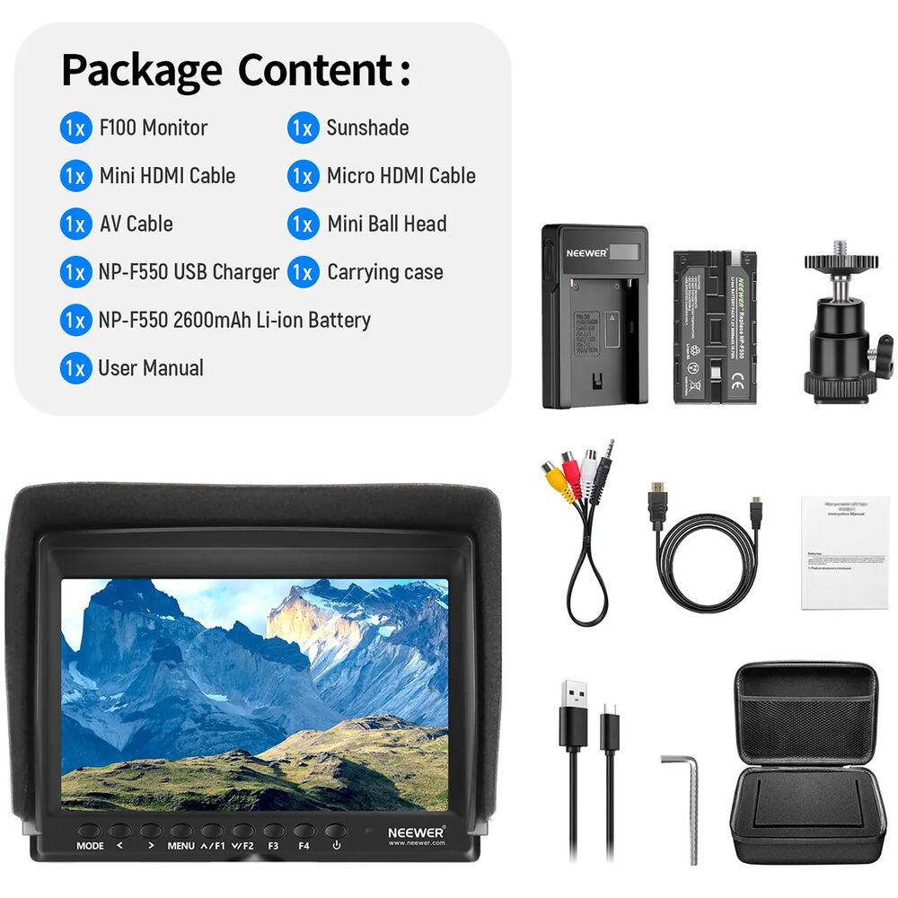 Monitor Neewer F100 7" con Batería y Estuche