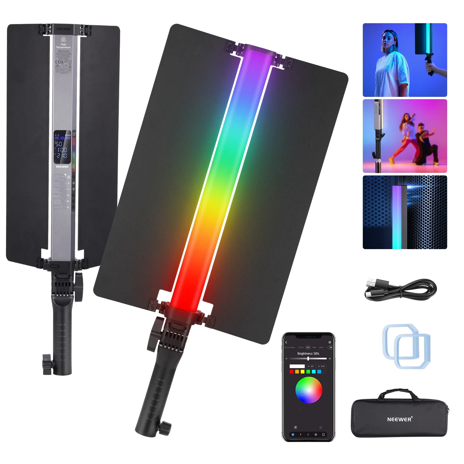 Tubo de luz LED Neewer RGB2 de 40 cm con puerta metálica
