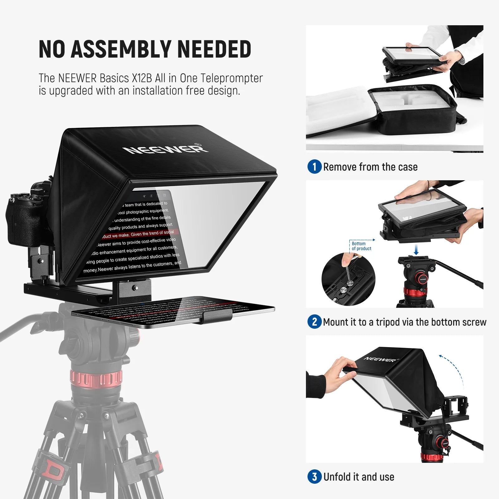 Teleprompter de aleación de aluminio NEEWER BASICS X12B