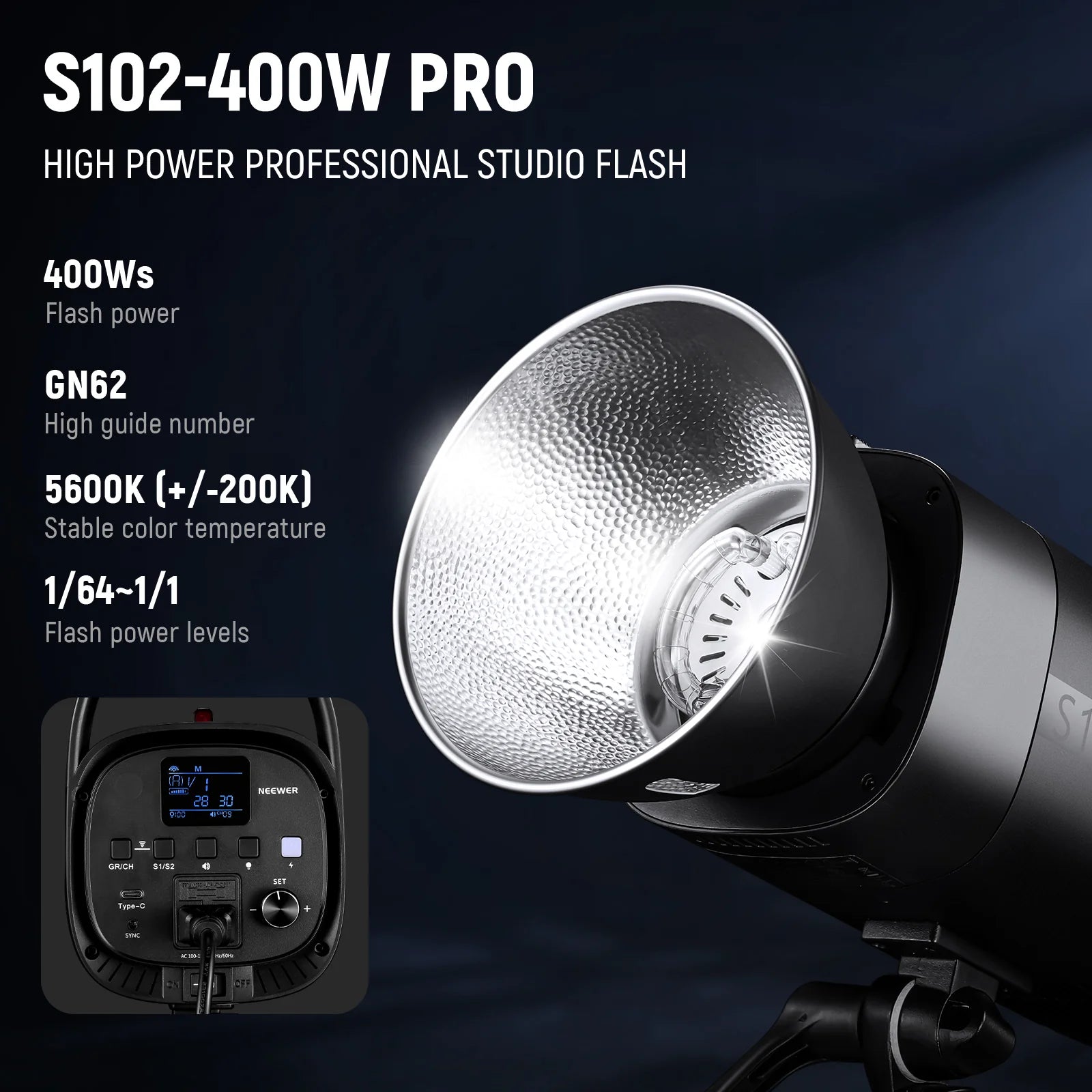 Kit de flash monolight de estudio Neewer S102-400W