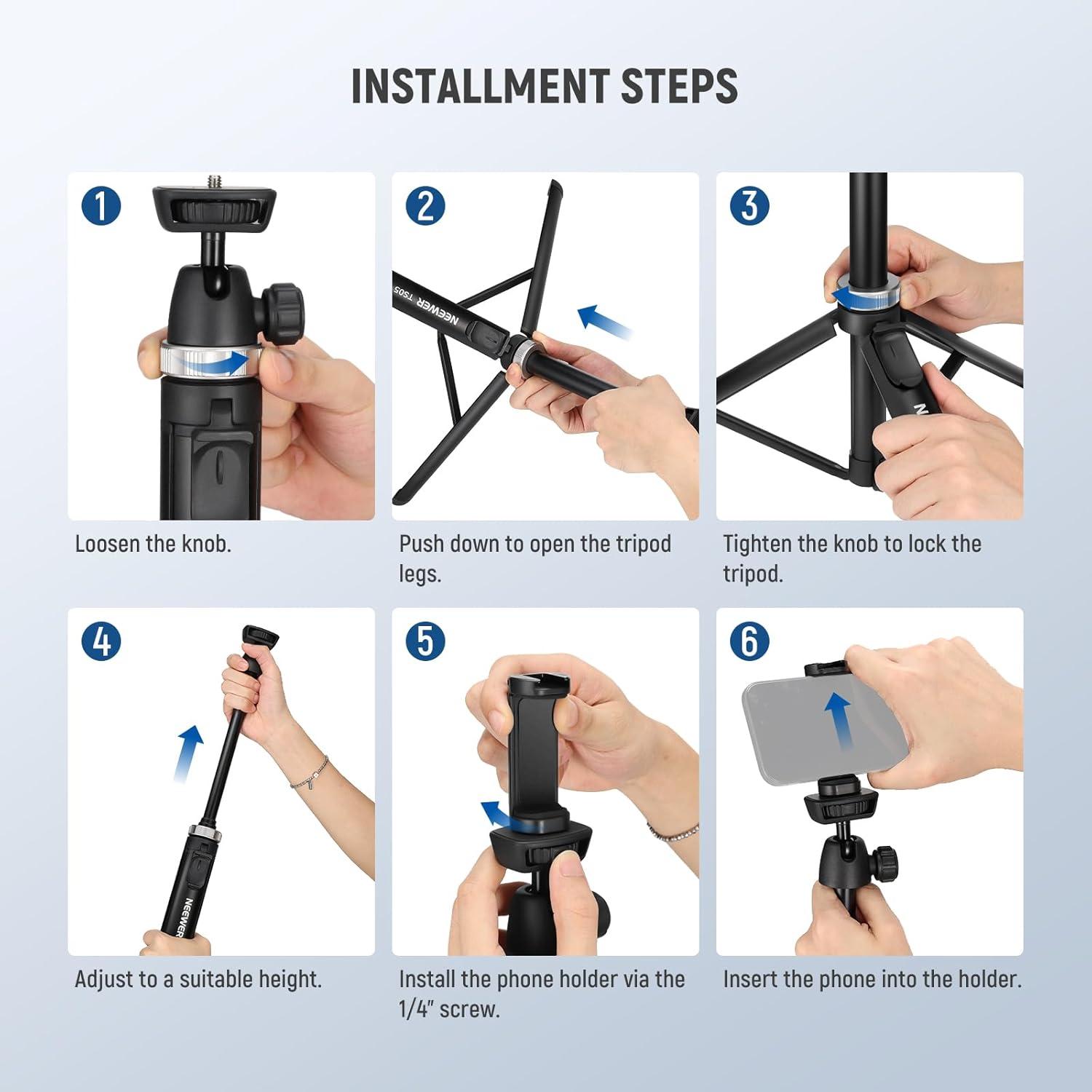 Trípode de Viaje Neewer TS05 160 cm para Teléfono y Cámara